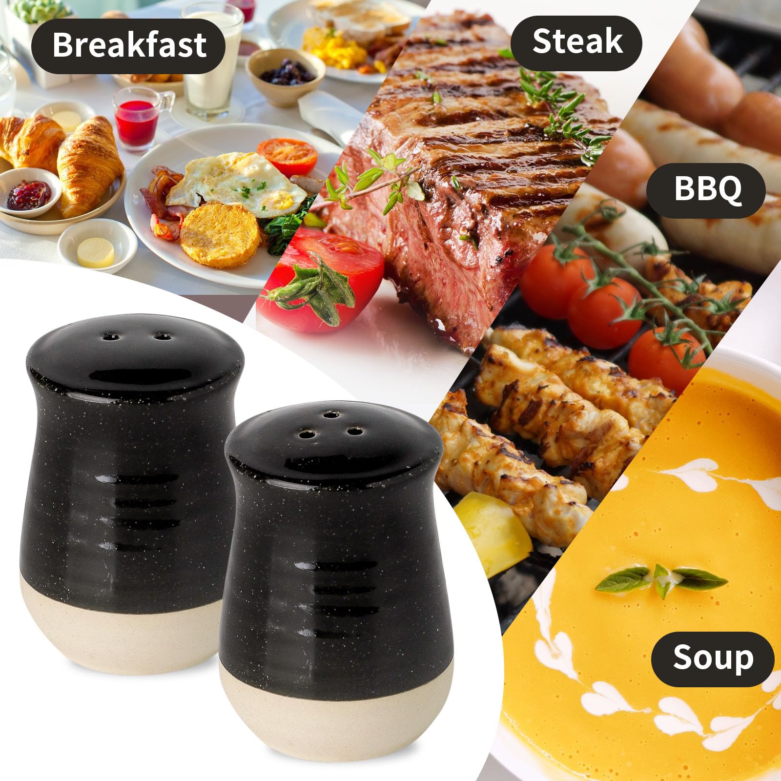 HASENSE Hasense Salt and Pepper Shakers Set Ceramic Kitchen Decor for Cooking Dining Camping BBQ - View 4 of 7