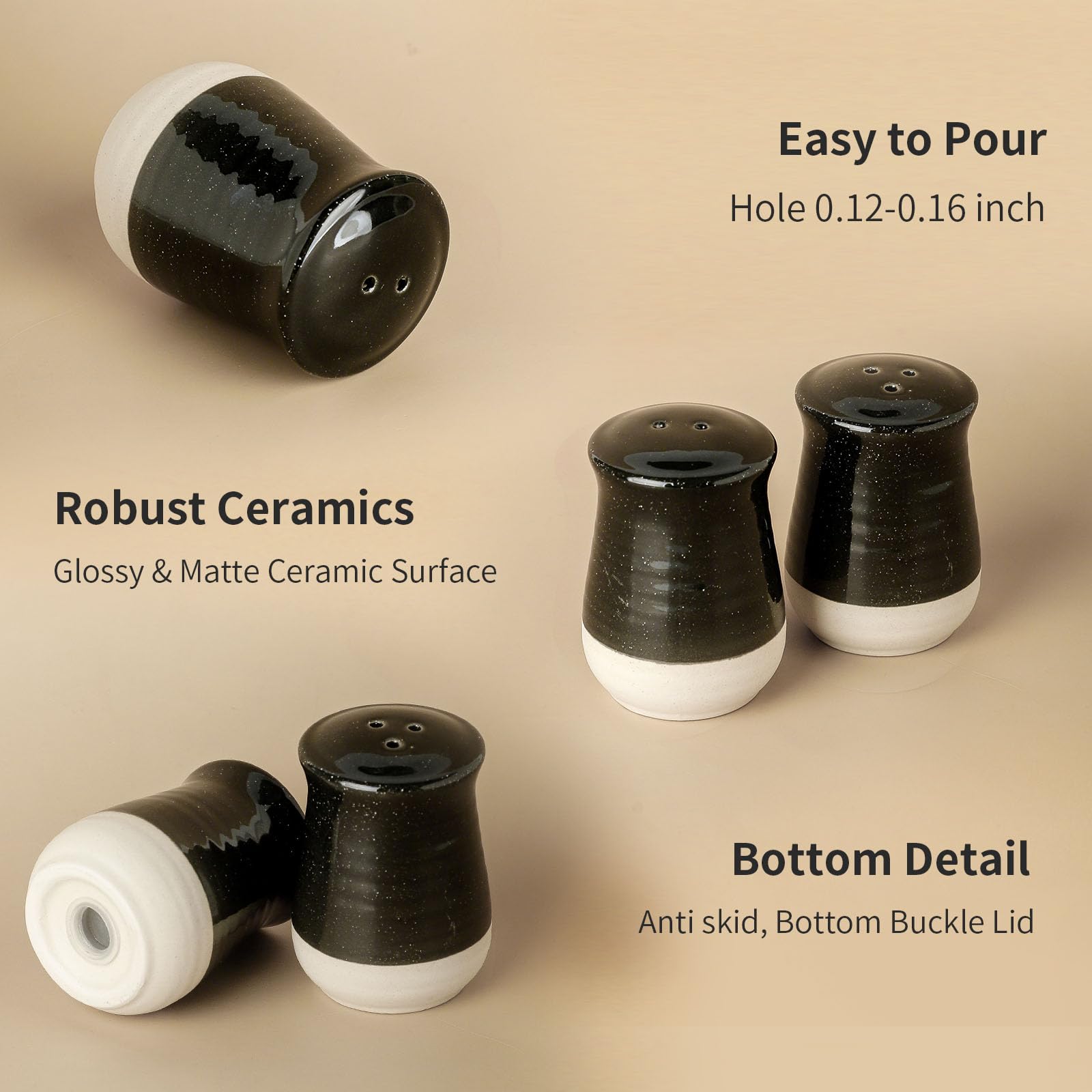 HASENSE Hasense Salt and Pepper Shakers Set Ceramic Kitchen Decor for Cooking Dining Camping BBQ - View 6 of 7