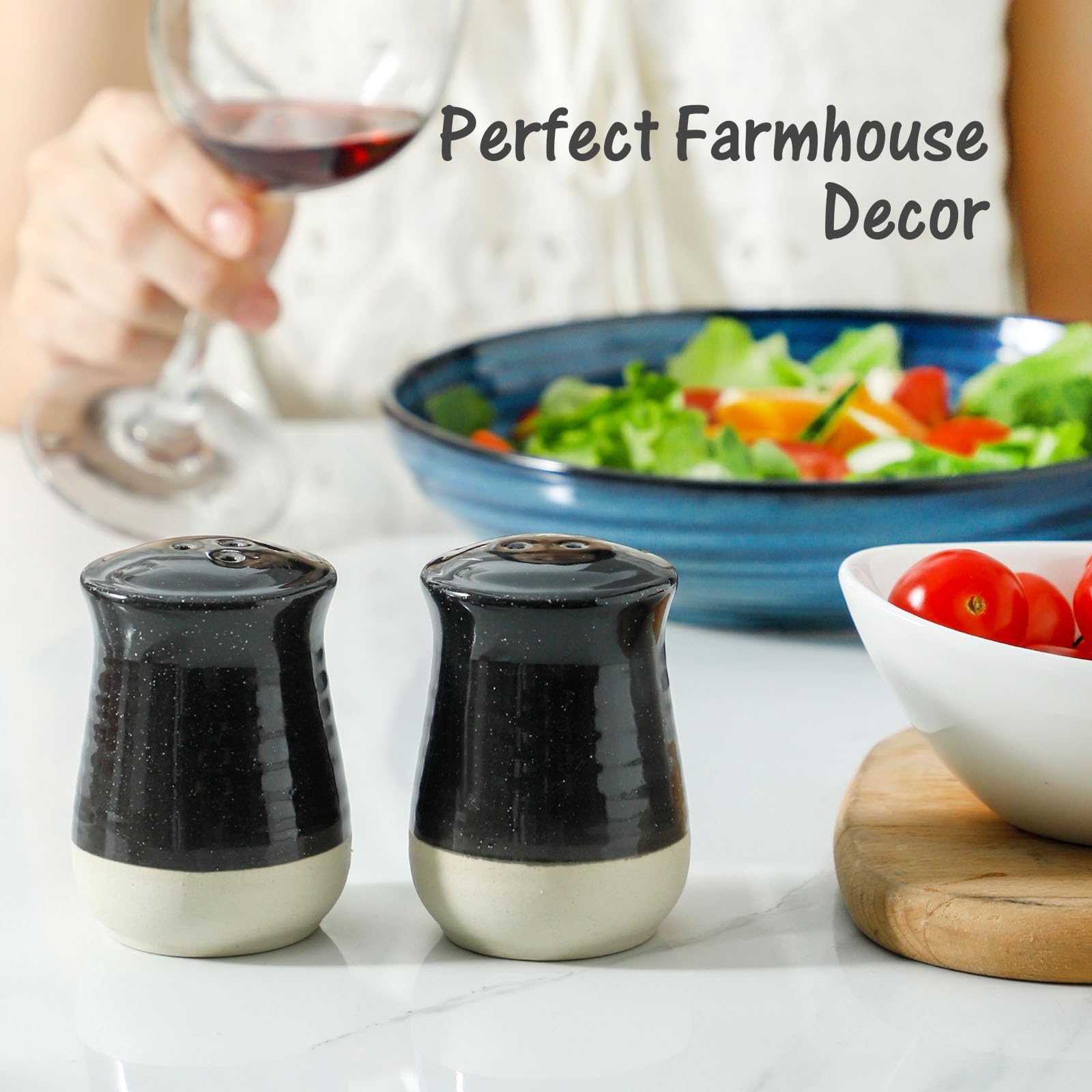 HASENSE Hasense Salt and Pepper Shakers Set Ceramic Kitchen Decor for Cooking Dining Camping BBQ - View 7 of 7