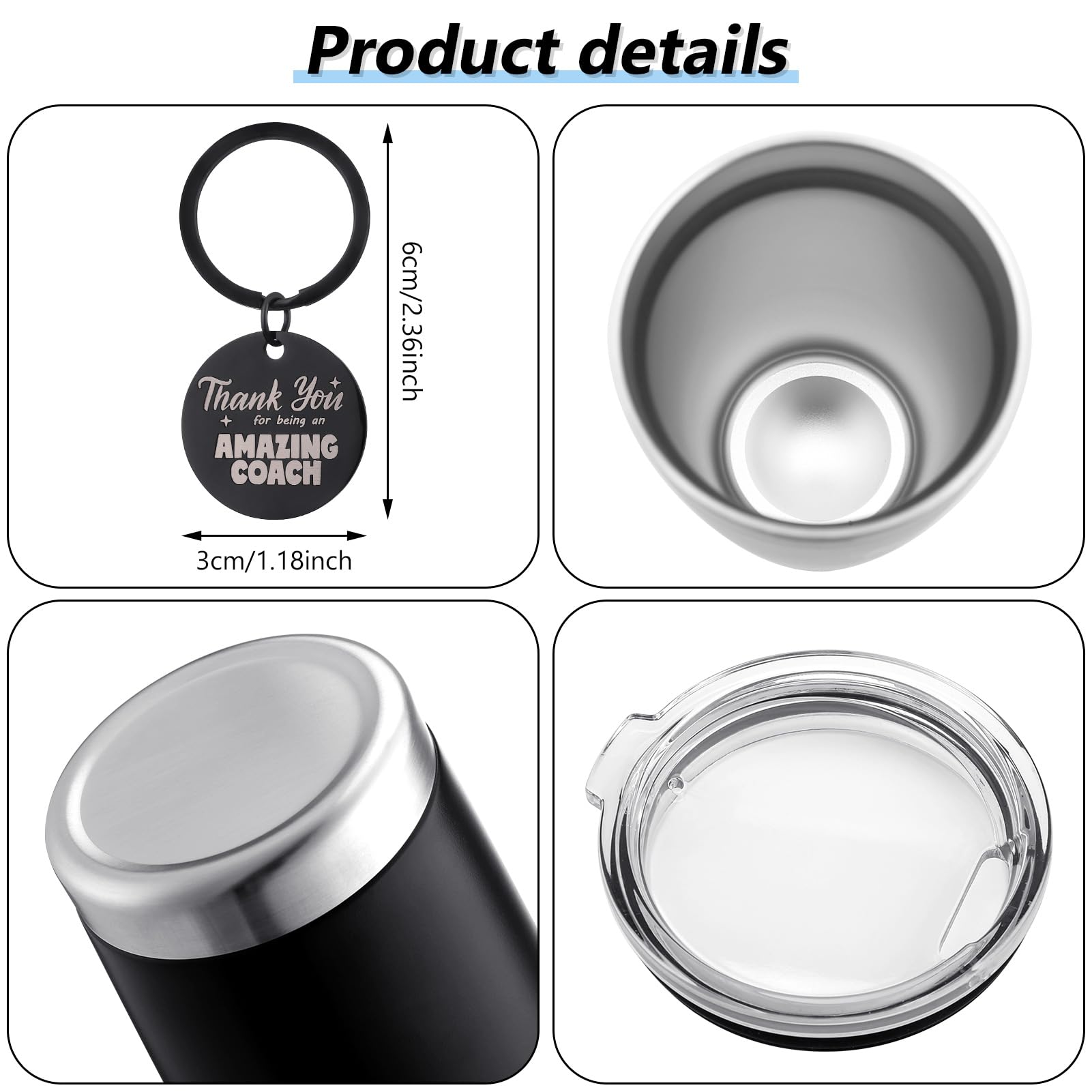 Hoemwarm Hoemwarm 4 Pcs Coach Gifts Tumbler and Keychain Set for Men and Women Perfect for Baseball Soccer Basketball Volleyball Appreciation - View 2 of 7