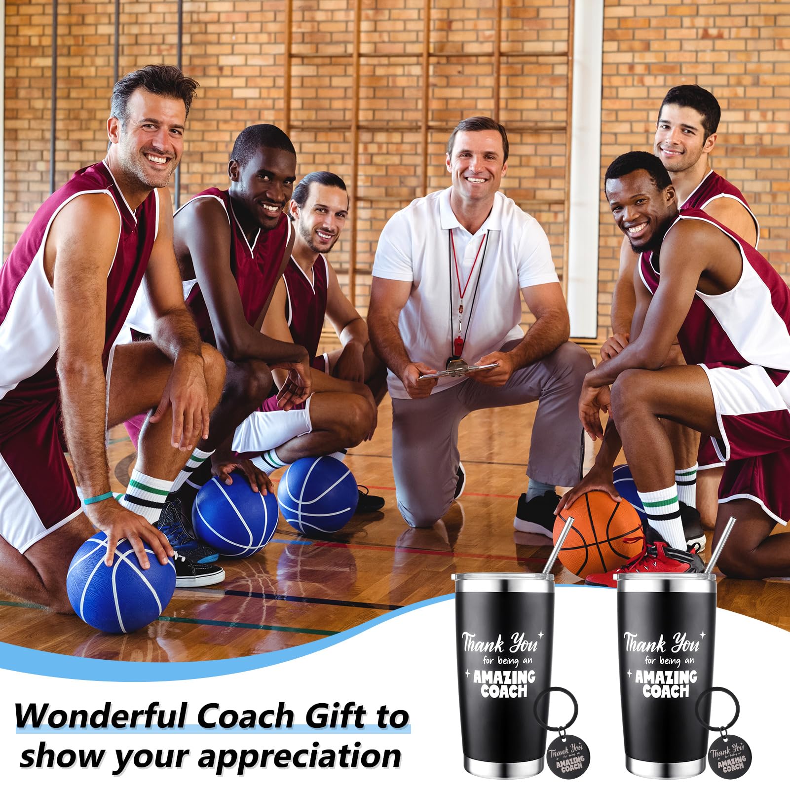 Hoemwarm Hoemwarm 4 Pcs Coach Gifts Tumbler and Keychain Set for Men and Women Perfect for Baseball Soccer Basketball Volleyball Appreciation - View 4 of 7