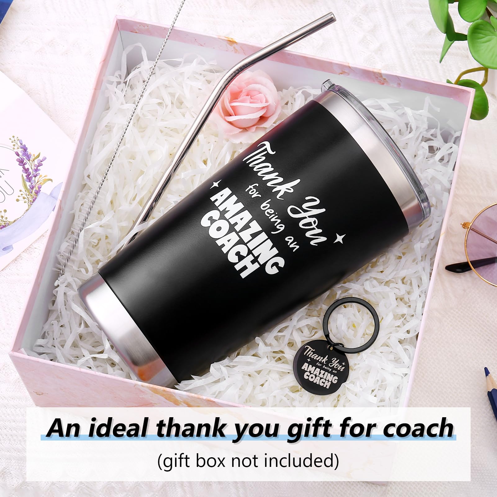 Hoemwarm Hoemwarm 4 Pcs Coach Gifts Tumbler and Keychain Set for Men and Women Perfect for Baseball Soccer Basketball Volleyball Appreciation - View 5 of 7