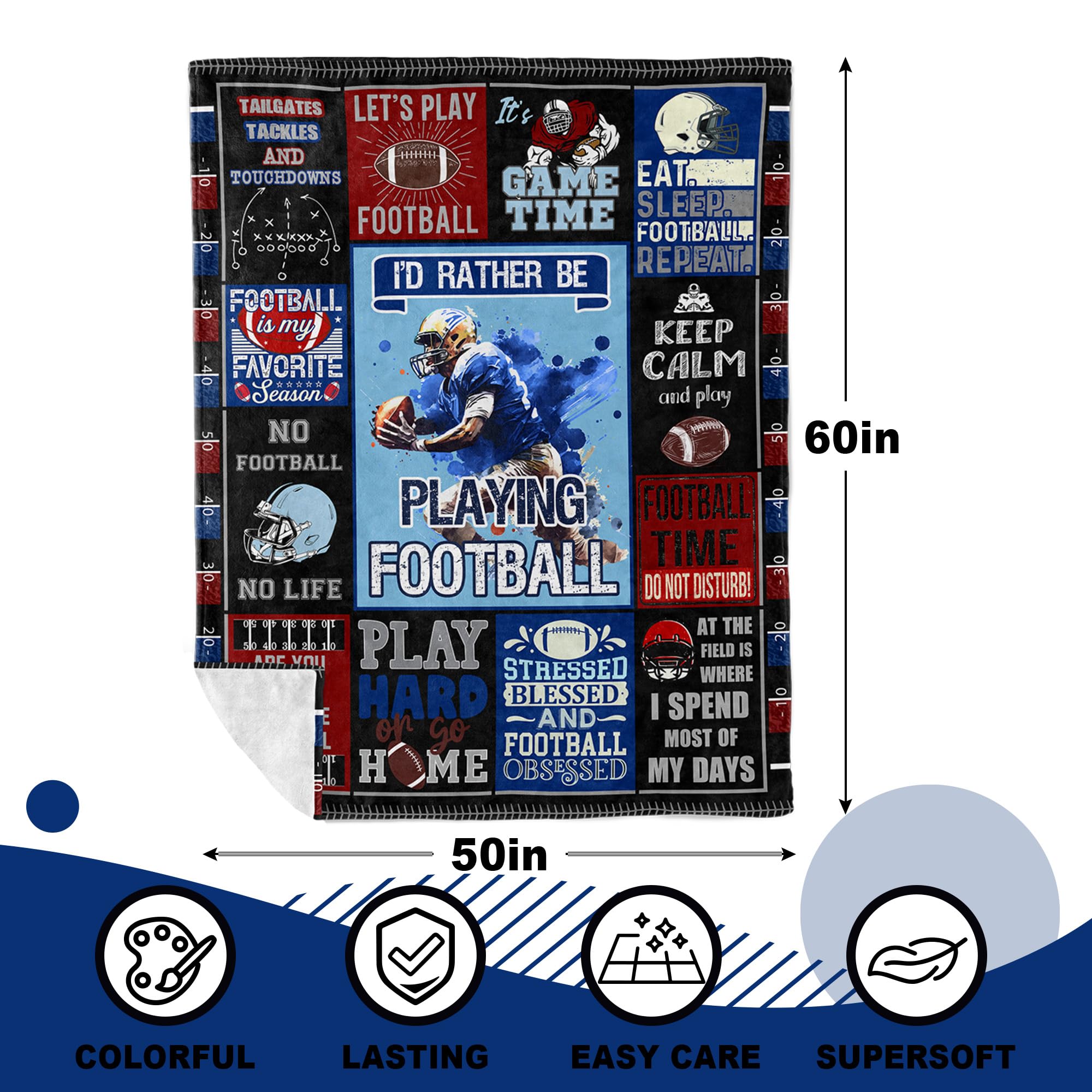 Punofell Punofell Football Gifts for Boys Men Team Perfect for Football Players Lovers Cozy Blanket 50 x 60 Inches - View 6 of 9