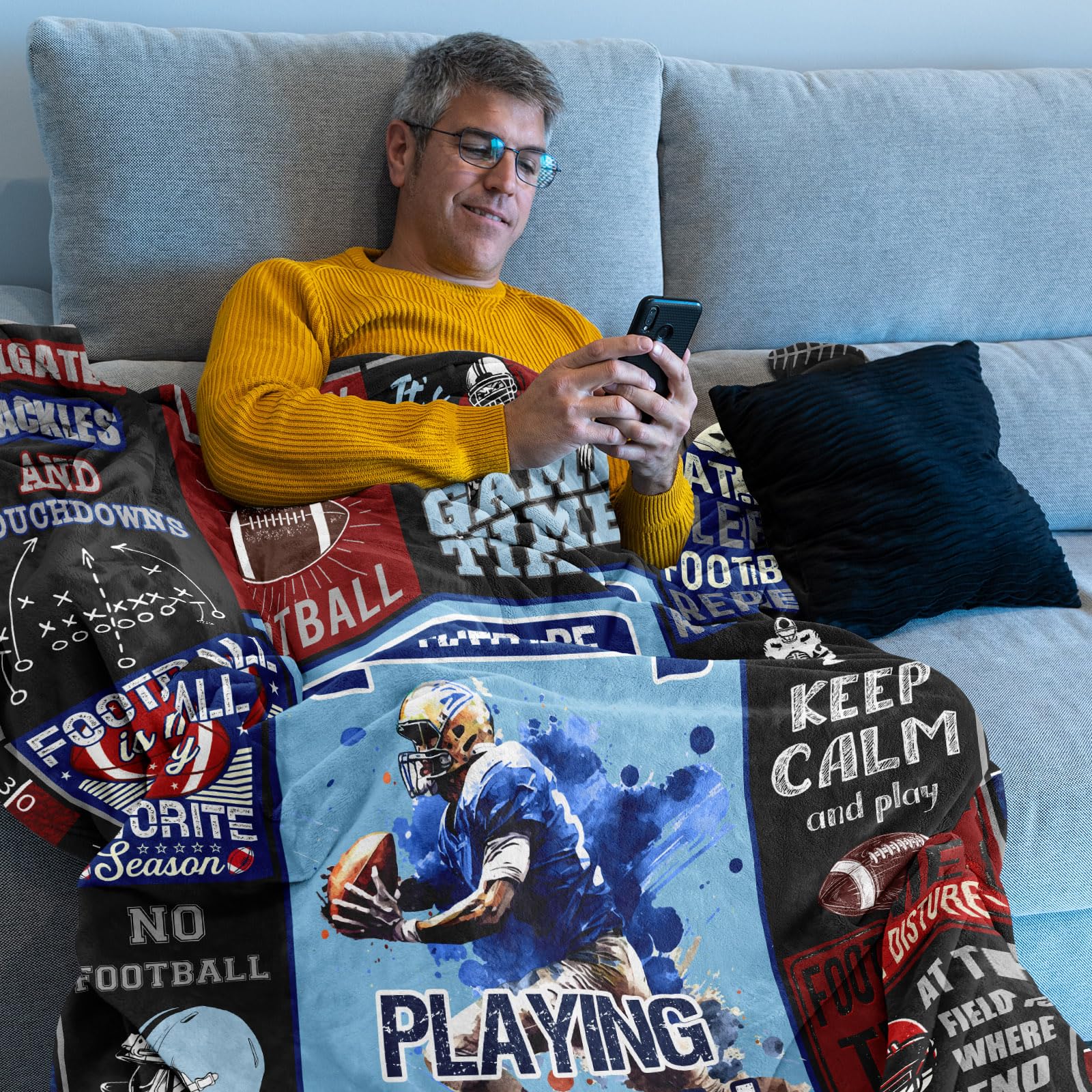 Punofell Punofell Football Gifts for Boys Men Team Perfect for Football Players Lovers Cozy Blanket 50 x 60 Inches - View 7 of 9