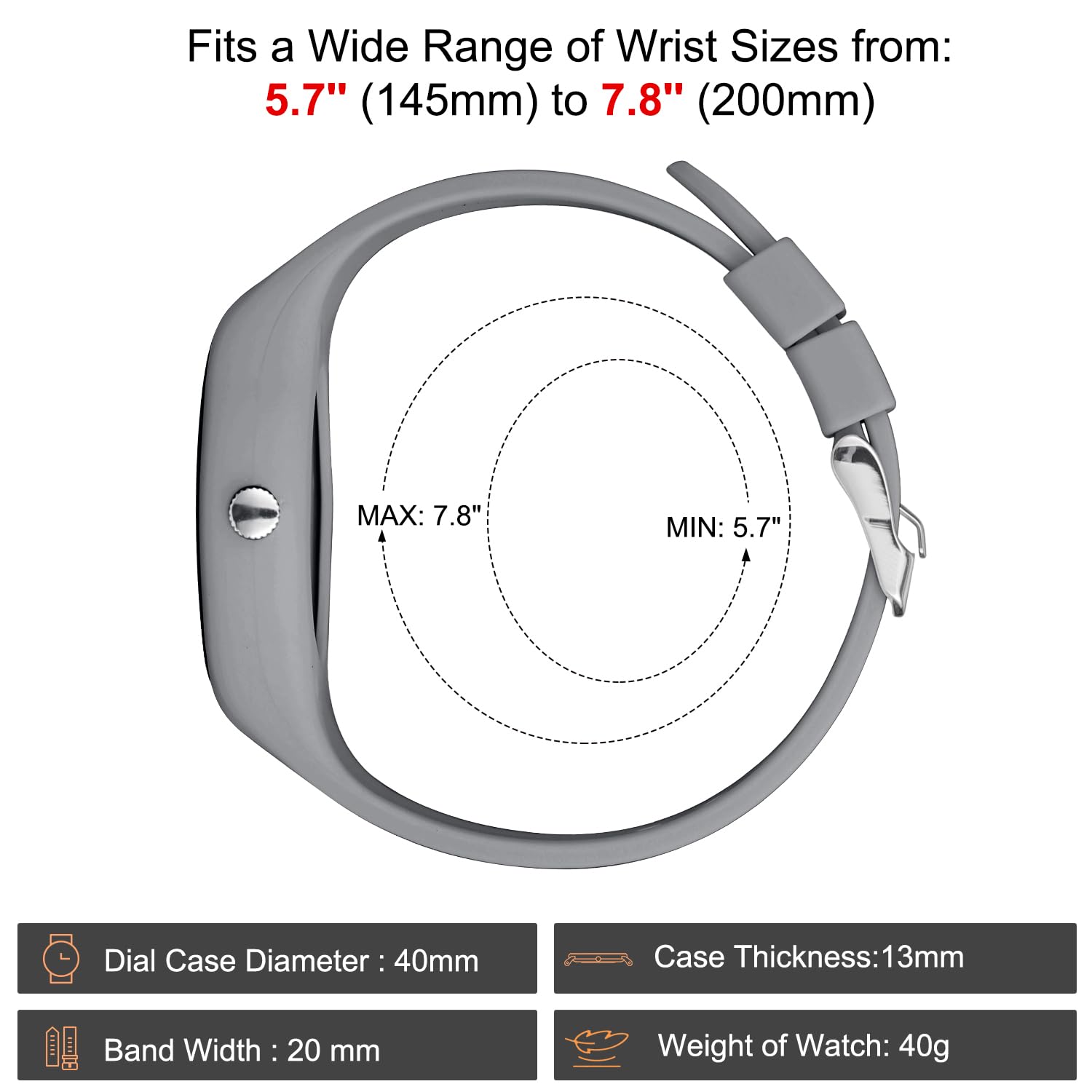 SIBOSUN SIBOSUN Silicone Analog Quartz Nurse Watch for Men and Women Luminous Easy to Read Waterproof Casual Wrist Watch Grey - View 4 of 8