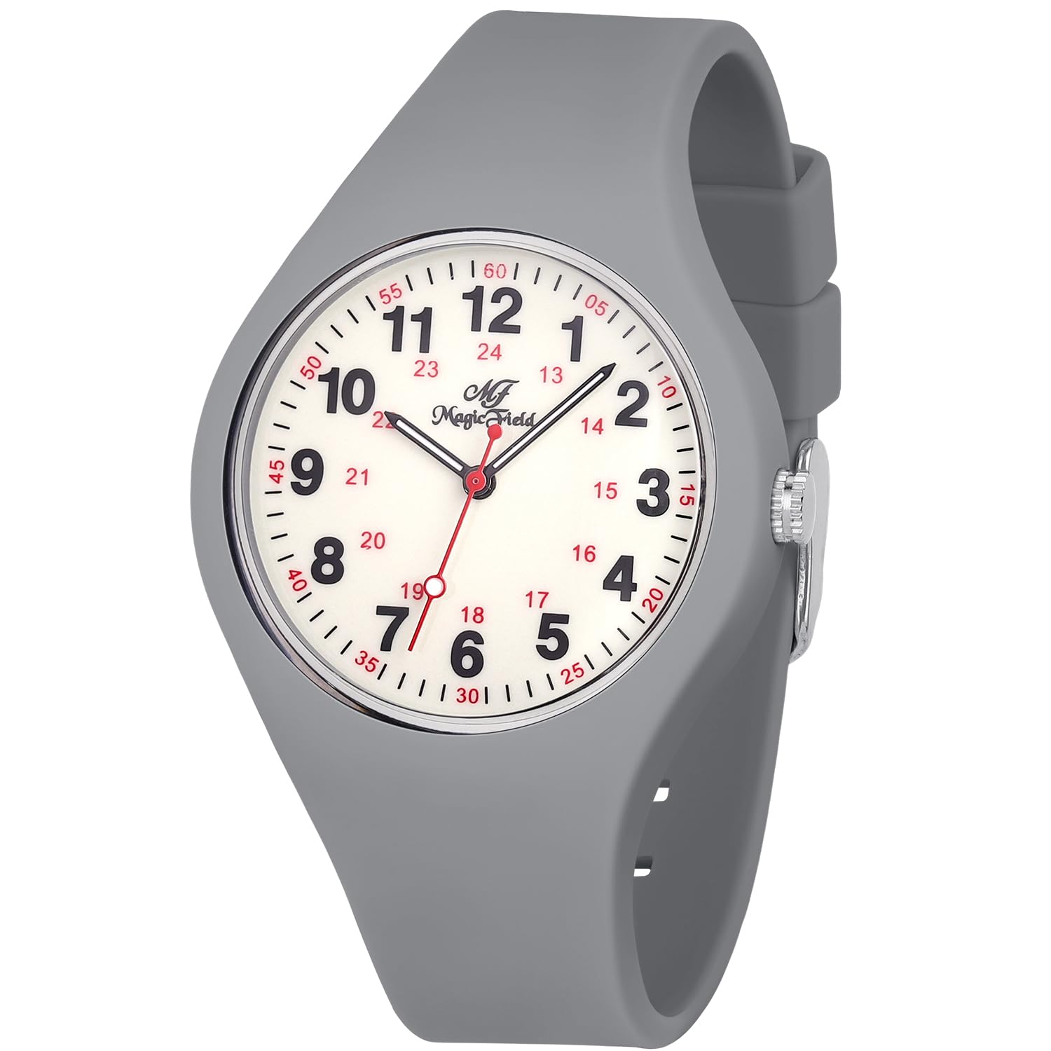 SIBOSUN SIBOSUN Silicone Analog Quartz Nurse Watch for Men and Women Luminous Easy to Read Waterproof Casual Wrist Watch Grey - View 8 of 8