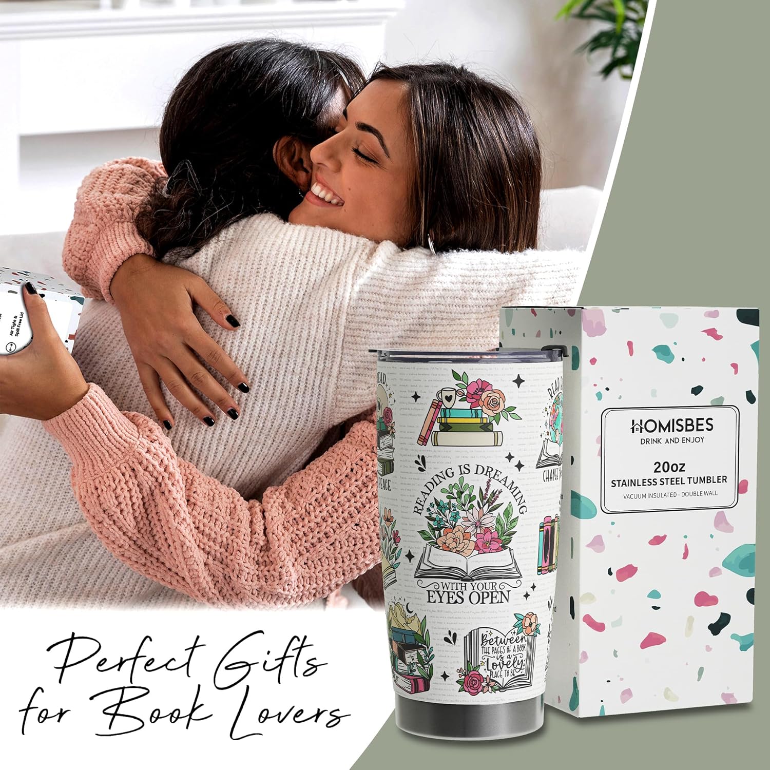 HOMISBES HOMISBES Book Lover Gifts for Women Reading Tumbler 20oz Perfect Gift for Bookworms and Book Nerds - View 2 of 6