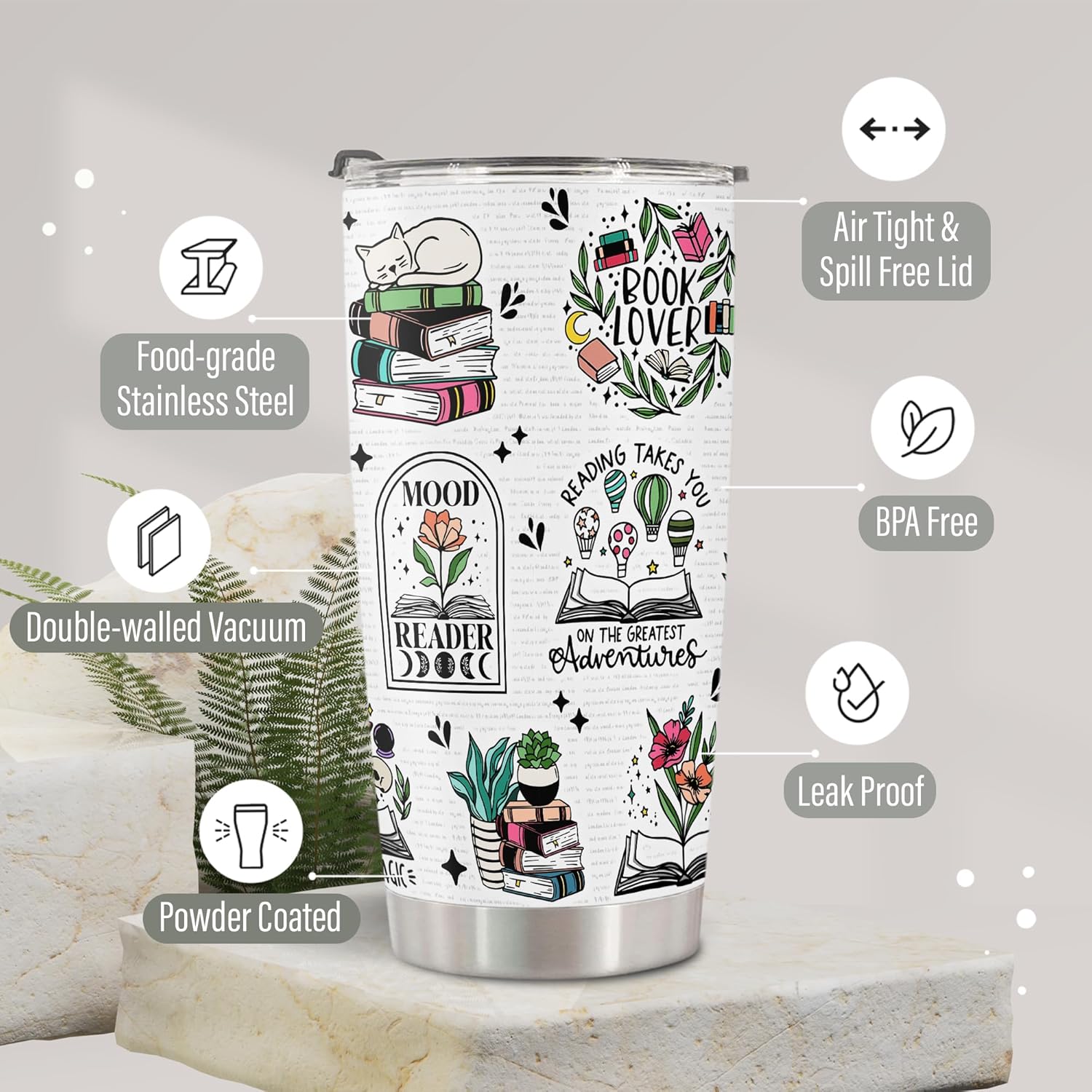 HOMISBES HOMISBES Book Lover Gifts for Women Reading Tumbler 20oz Perfect Gift for Bookworms and Book Nerds - View 3 of 6
