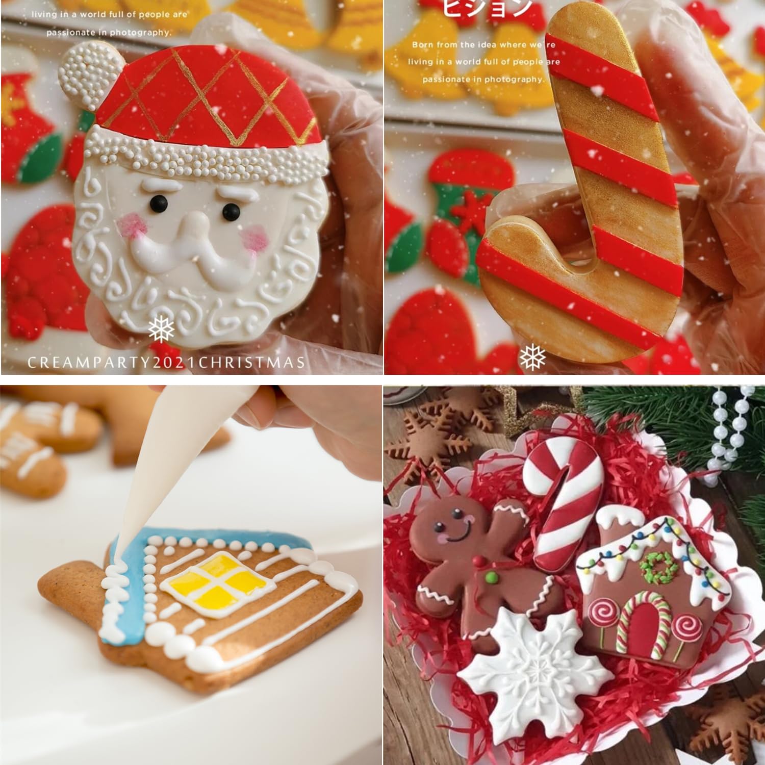 TUZICAKE Christmas Cookie Cutters Set of 8 Holiday Shapes for Baking Snowman Tree Gingerbread Candy Cane Snowflake Santa House and Winter Glove - View 5 of 7