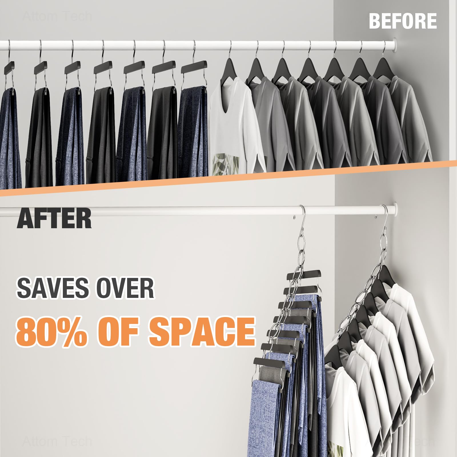 NiHome NiHome Clothing Chain Hanger 10-Pack Space Saving Metal Closet Organizer with Safety Cap Versatile 7-Loop Design for Home Office Travel - View 2 of 8