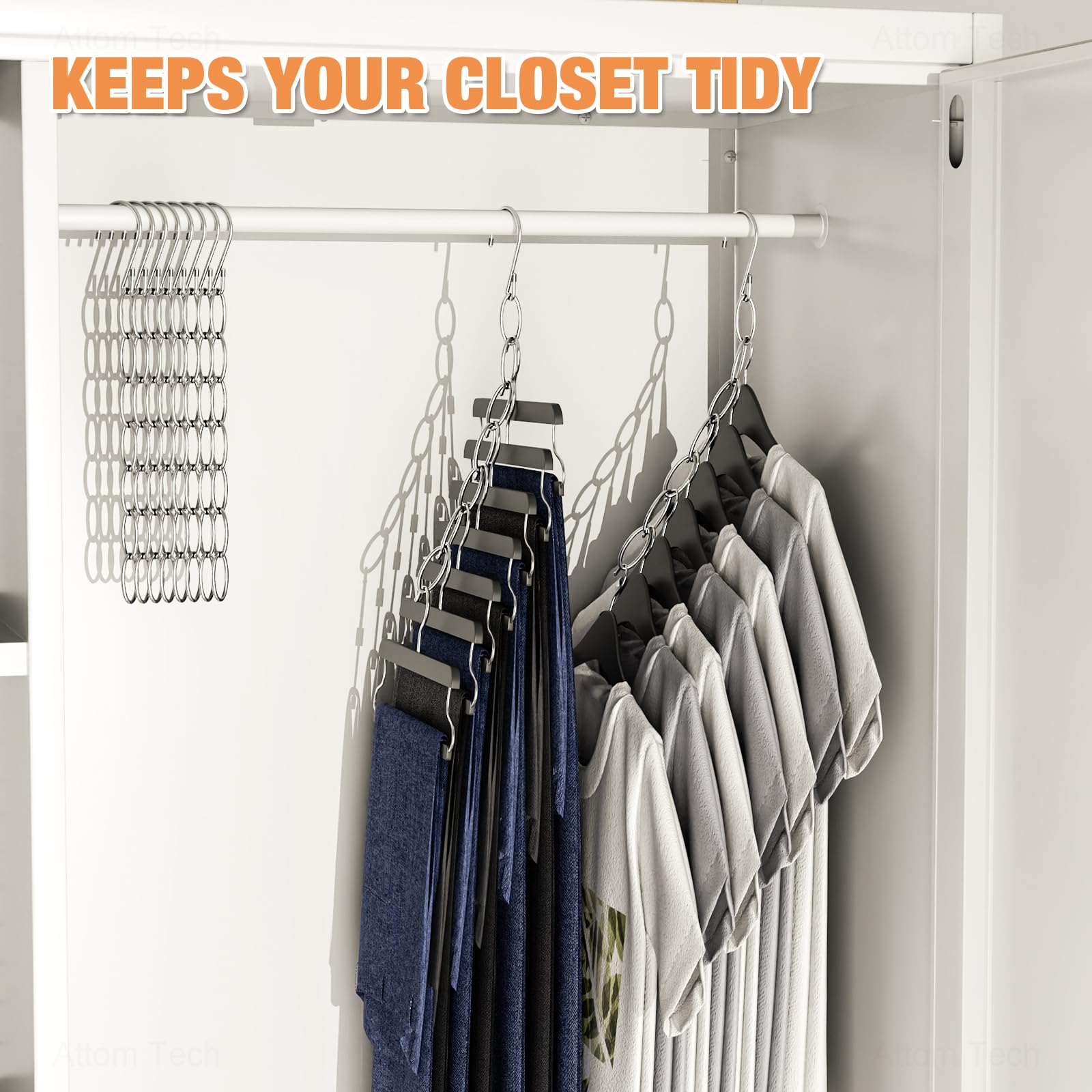 NiHome NiHome Clothing Chain Hanger 10-Pack Space Saving Metal Closet Organizer with Safety Cap Versatile 7-Loop Design for Home Office Travel - View 4 of 8