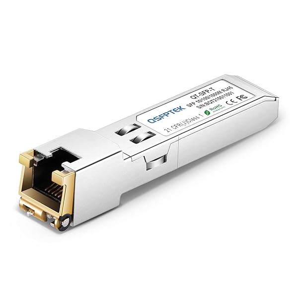 QSFPTEK 1.25G SFP to RJ45 Module Compatible with 10/100/1000BASE-T Copper Transceiver for Open Switches