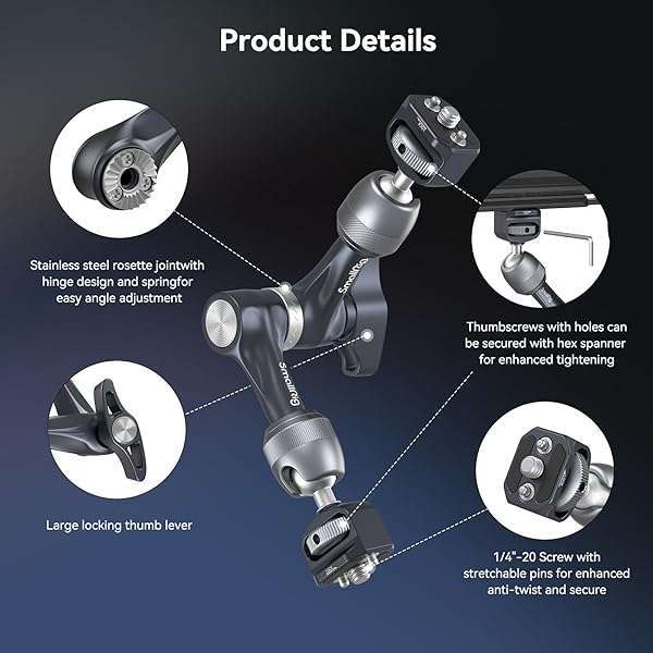 SMALLRIG "SMALLRIG 7" Rosette Magic Arm: Versatile Camera Monitor Mount for Cameras, LED Lights & Phones - 3.5kg Load Capacity" - View 6 of 8