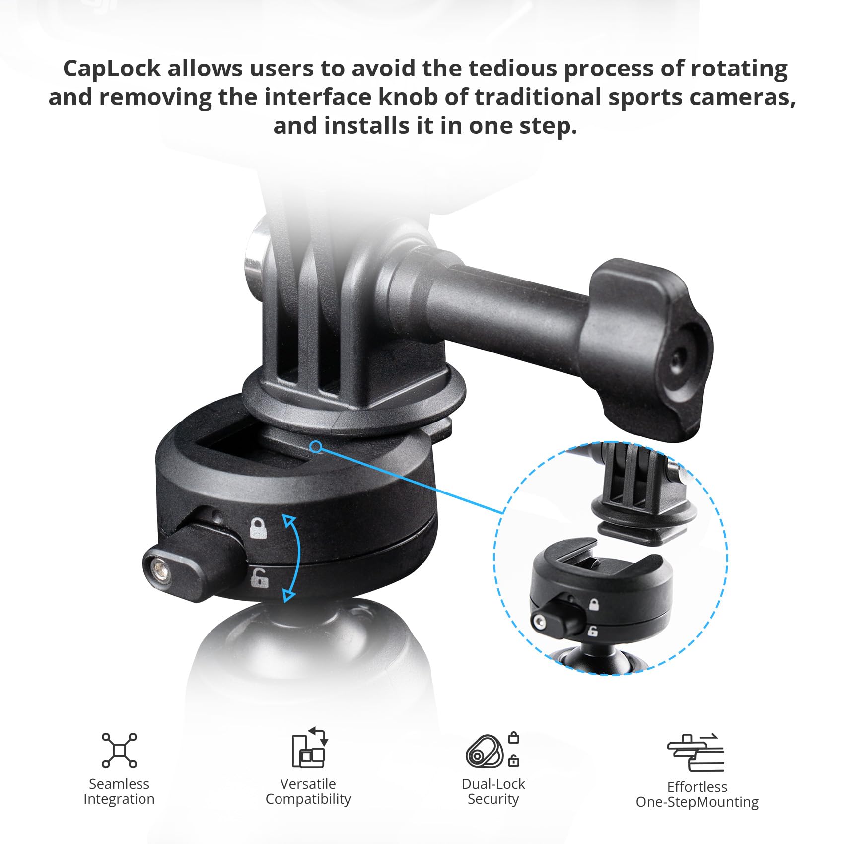 PGYTECH PGYTECH CapLock Triple Suction Mount for DJI OSMO Action and GoPro Hero with Standard Thread Adapter for Action Cameras and Smartphones - View 2 of 9