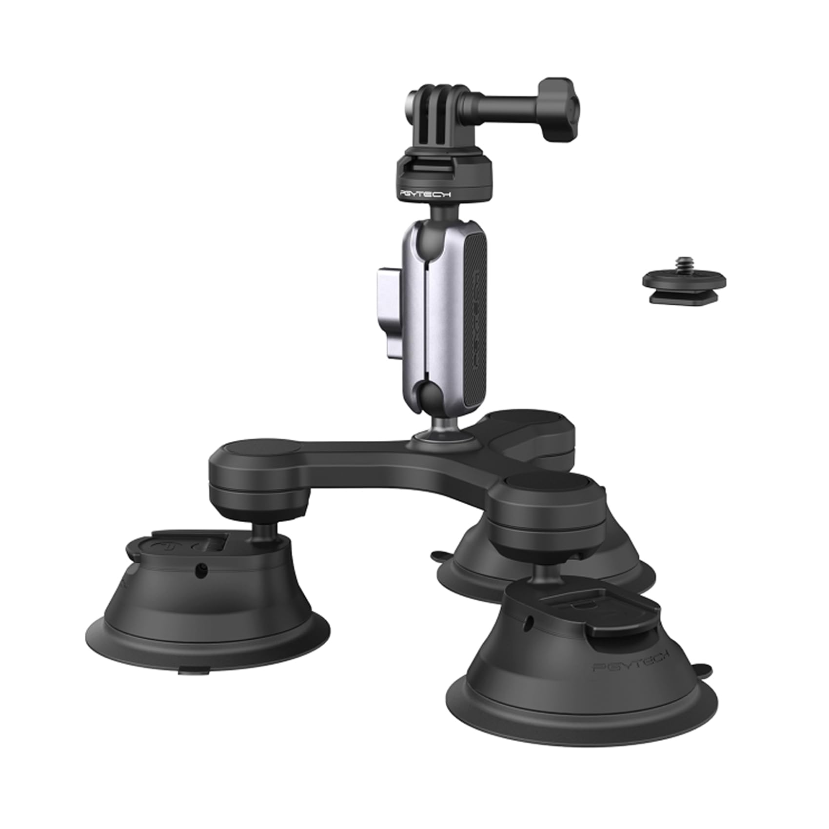 PGYTECH PGYTECH CapLock Triple Suction Mount for DJI OSMO Action and GoPro Hero with Standard Thread Adapter for Action Cameras and Smartphones