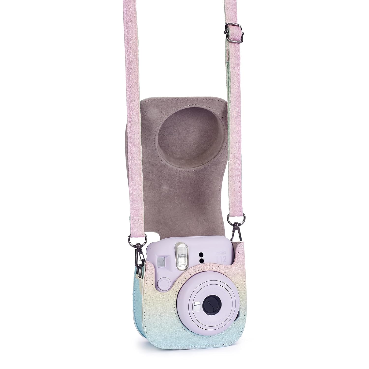 Phetium Phetium Instant Mini 12 Camera Protective Case PU Leather Bag with Pocket Adjustable Shoulder Strap Shining Rainbow Compatible with Instax Mini 12 11 - View 3 of 9