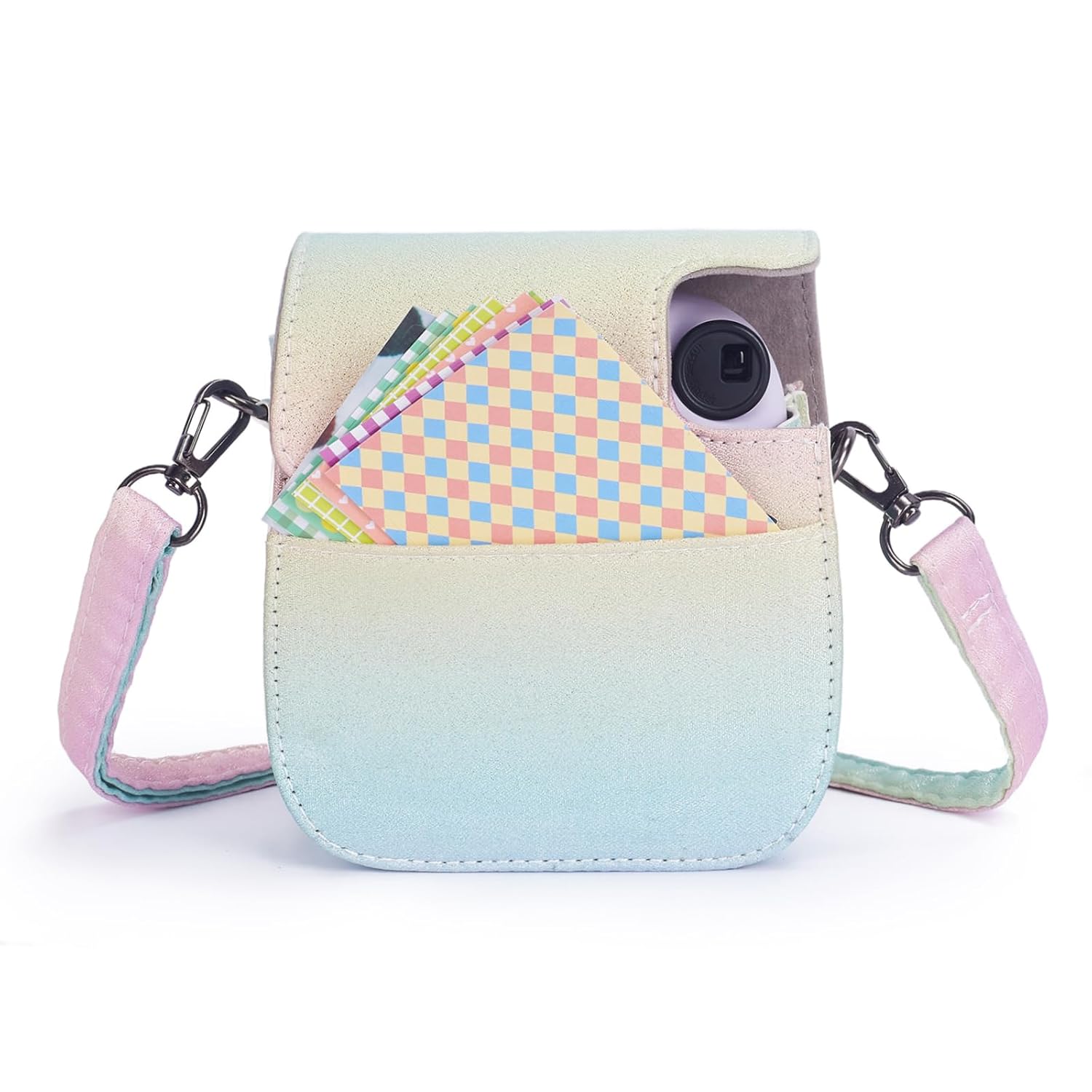 Phetium Phetium Instant Mini 12 Camera Protective Case PU Leather Bag with Pocket Adjustable Shoulder Strap Shining Rainbow Compatible with Instax Mini 12 11 - View 5 of 9