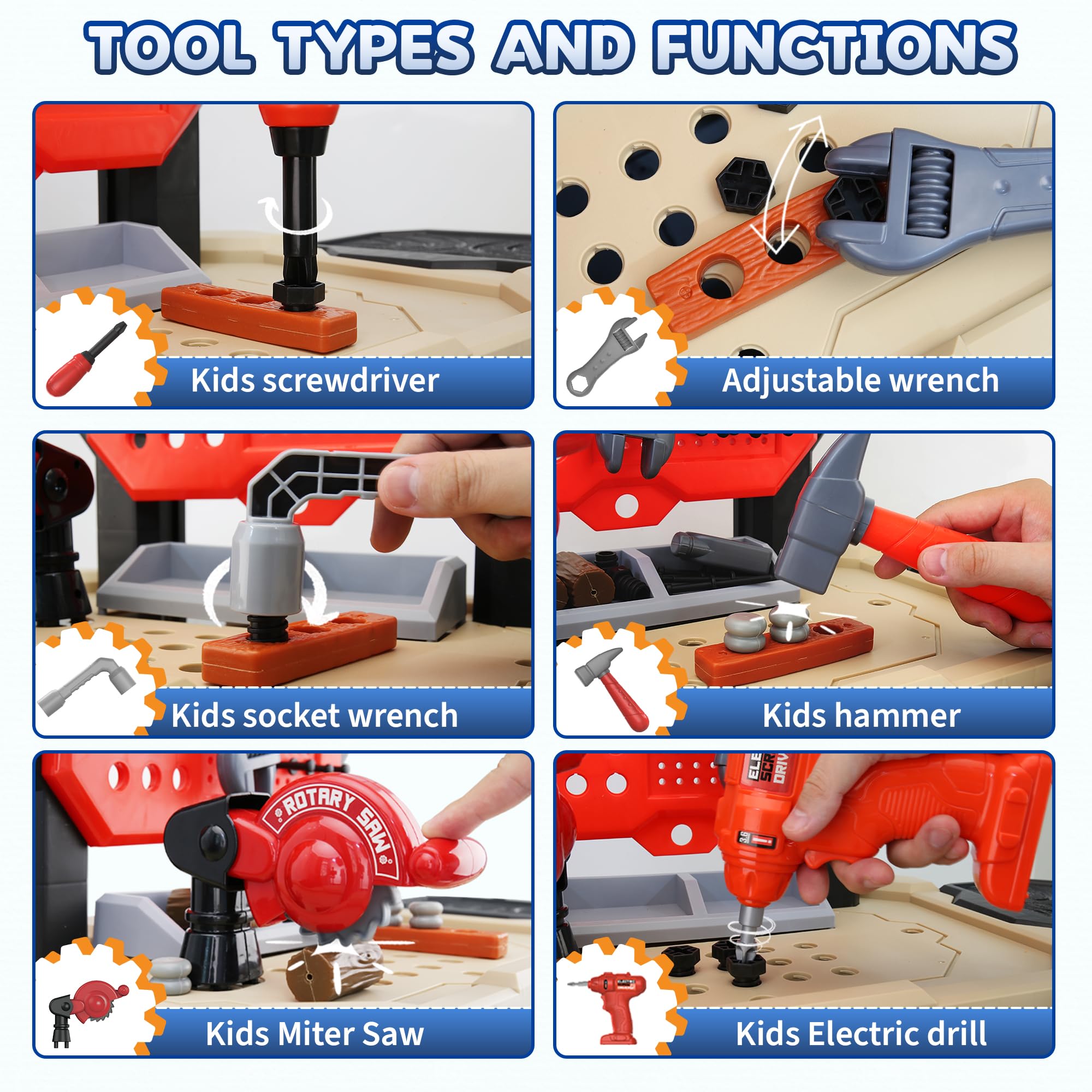 SLTBEH Toddler Tool Bench Set 78pcs Construction Toy for Kids Ages 3-5 Workbench Playset with Drill Perfect Birthday Gift for Boys and Girls Red - View 4 of 7