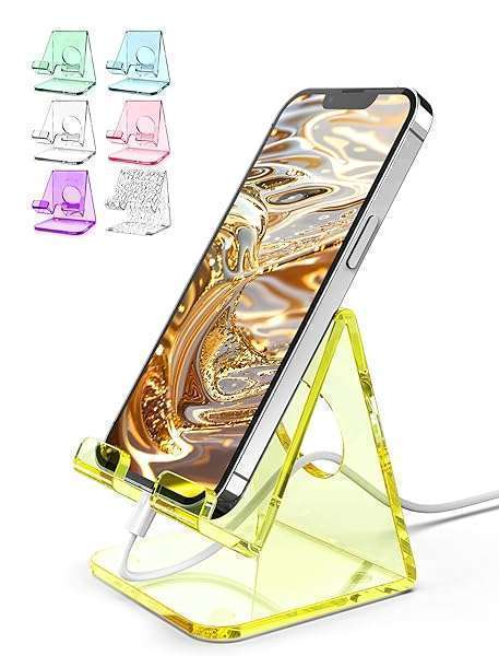 TOPGO TOPGO Acrylic Phone Stand: Clear Holder for Desk, Kitchen & Bedside - Compatible with iPhone 16/15/14/13/12/11 Pro Max & More