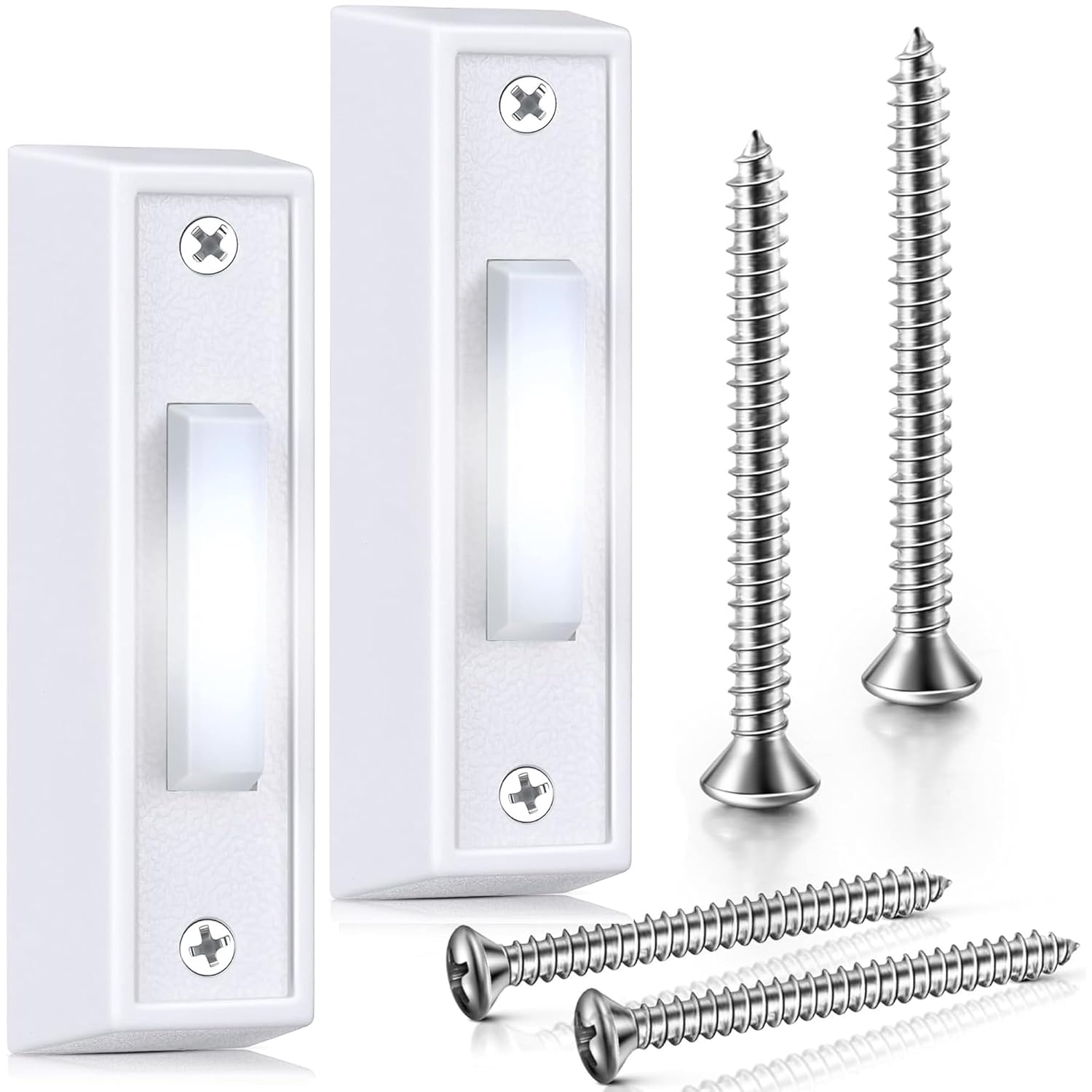 Saillong Saillong Lighted Doorbell Button 2 Pack Wall Mounted Garage Door Opener Switch with LED Light Compatible with Most Doorbell Chimes White