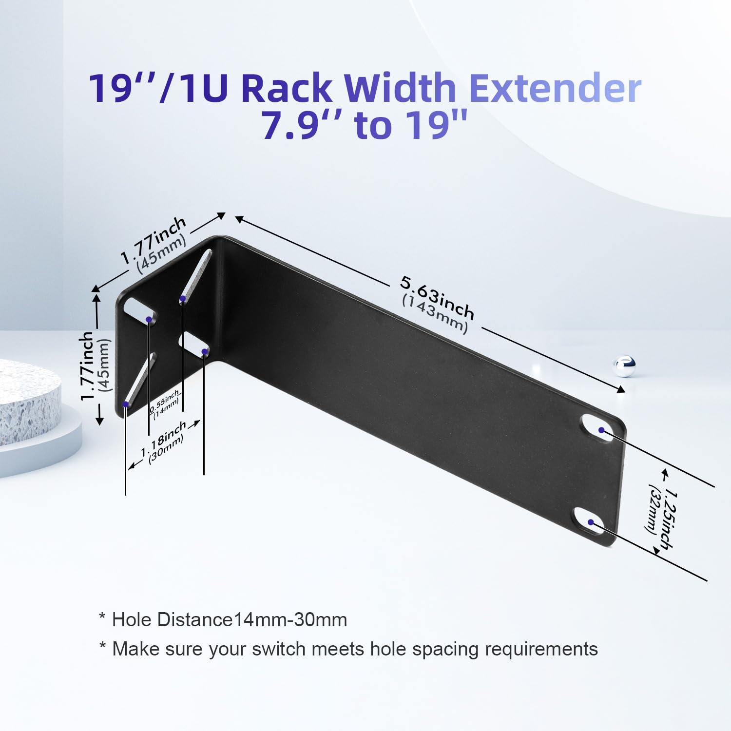 PhyinLan PhyinLan Rack Mount Kit for 7.9 Inch Switches Adjustable Rack Ears for Netgear Cisco D-Link TRENDnet HP 19 Inch Equipment - View 2 of 7