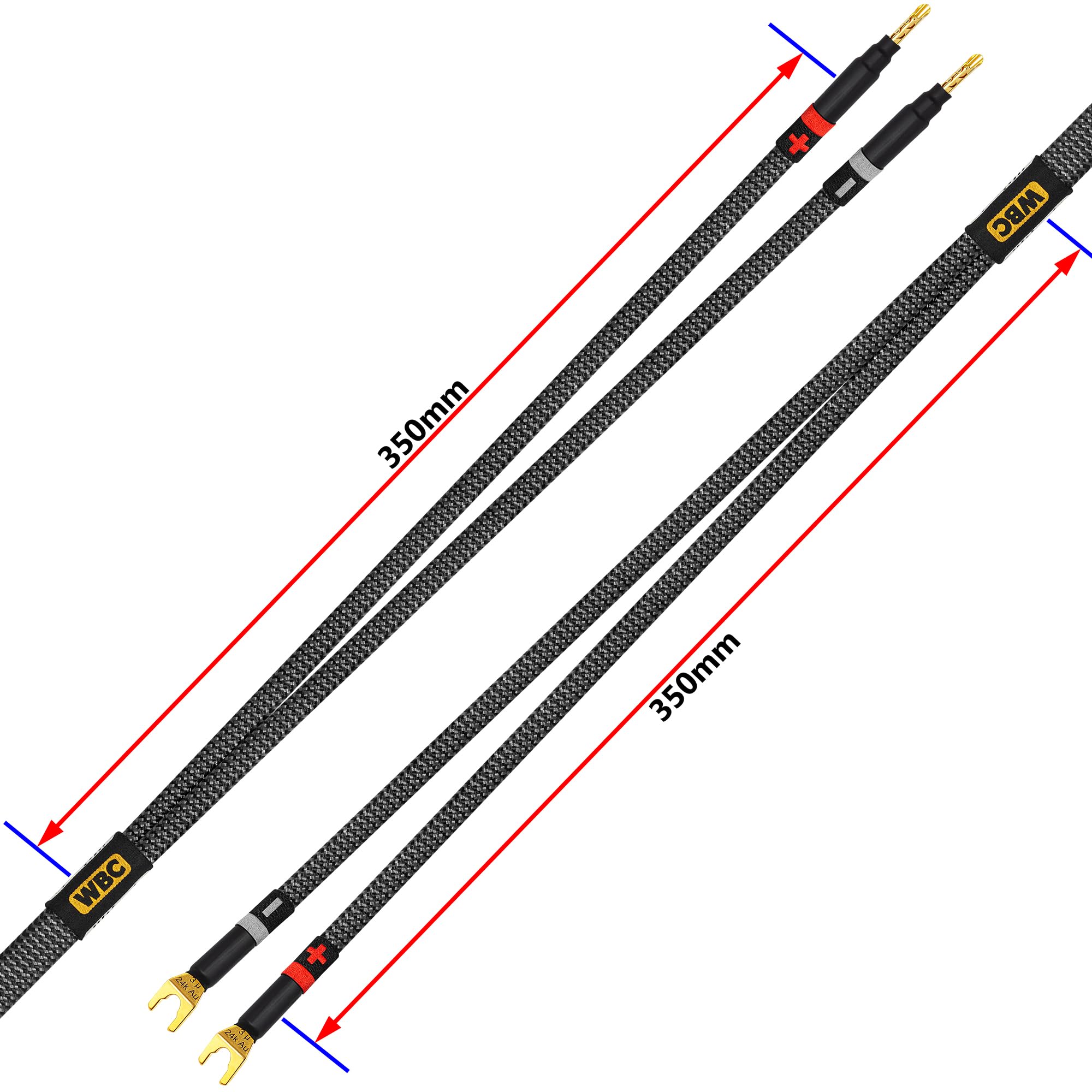 WORLDS BEST CABLES Worlds Best Cables 10 Foot Ultimate 10 AWG Ultra Pure OFC Premium Audiophile HiFi Speaker Cable Pair with Gold Banana and Spade Plugs - View 7 of 8