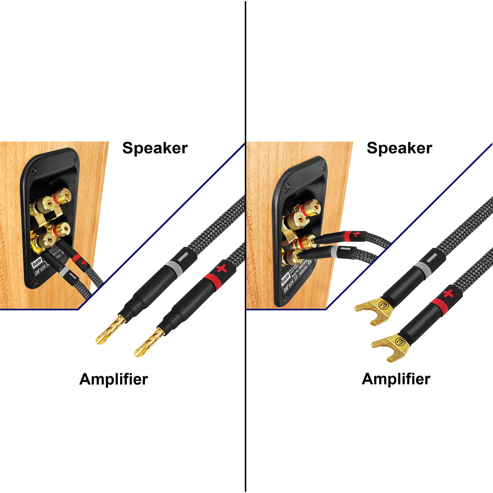 WORLDS BEST CABLES Worlds Best Cables 10 Foot Ultimate 10 AWG Ultra Pure OFC Premium Audiophile HiFi Speaker Cable Pair with Gold Banana and Spade Plugs - View 8 of 8