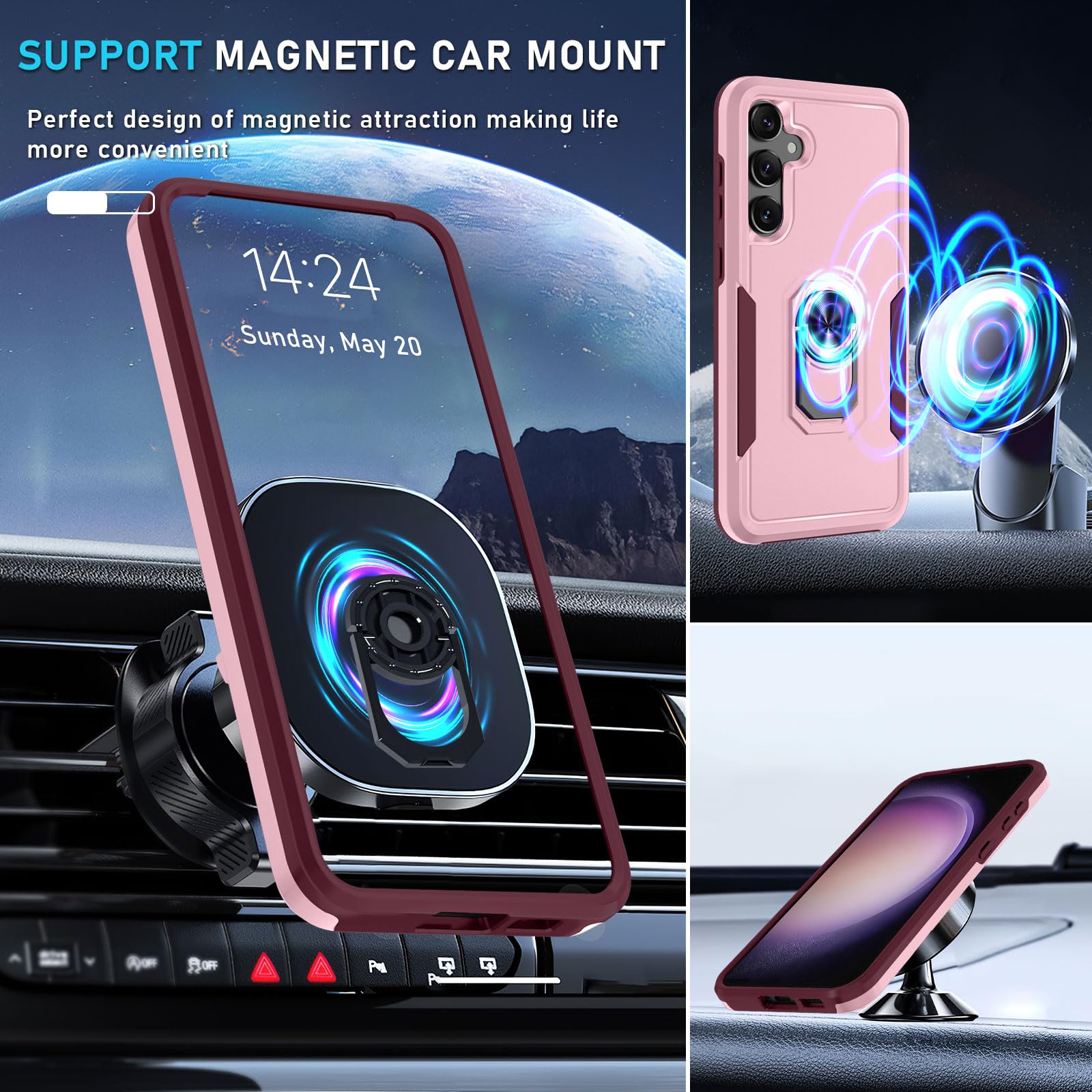 Janmitta Janmitta Heavy Duty Shockproof Case for Samsung Galaxy S23 FE with Screen Protectors and Kickstand in Cute Pink 2023 - View 7 of 7