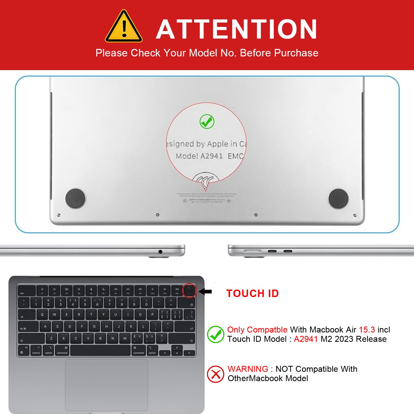 iCasso MacBook Air 15 inch Case 2023 2024 2025 Hard Shell Sleeve Bag Screen Protector Keyboard Cover Black - View 2 of 8