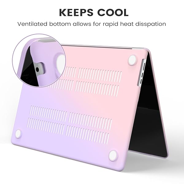 iCasso iCasso Gradient Purple Hard Shell Case and Sleeve for MacBook Air 15 inch 2023 2024 2025 with Screen Protector and Keyboard Cover - View 6 of 10