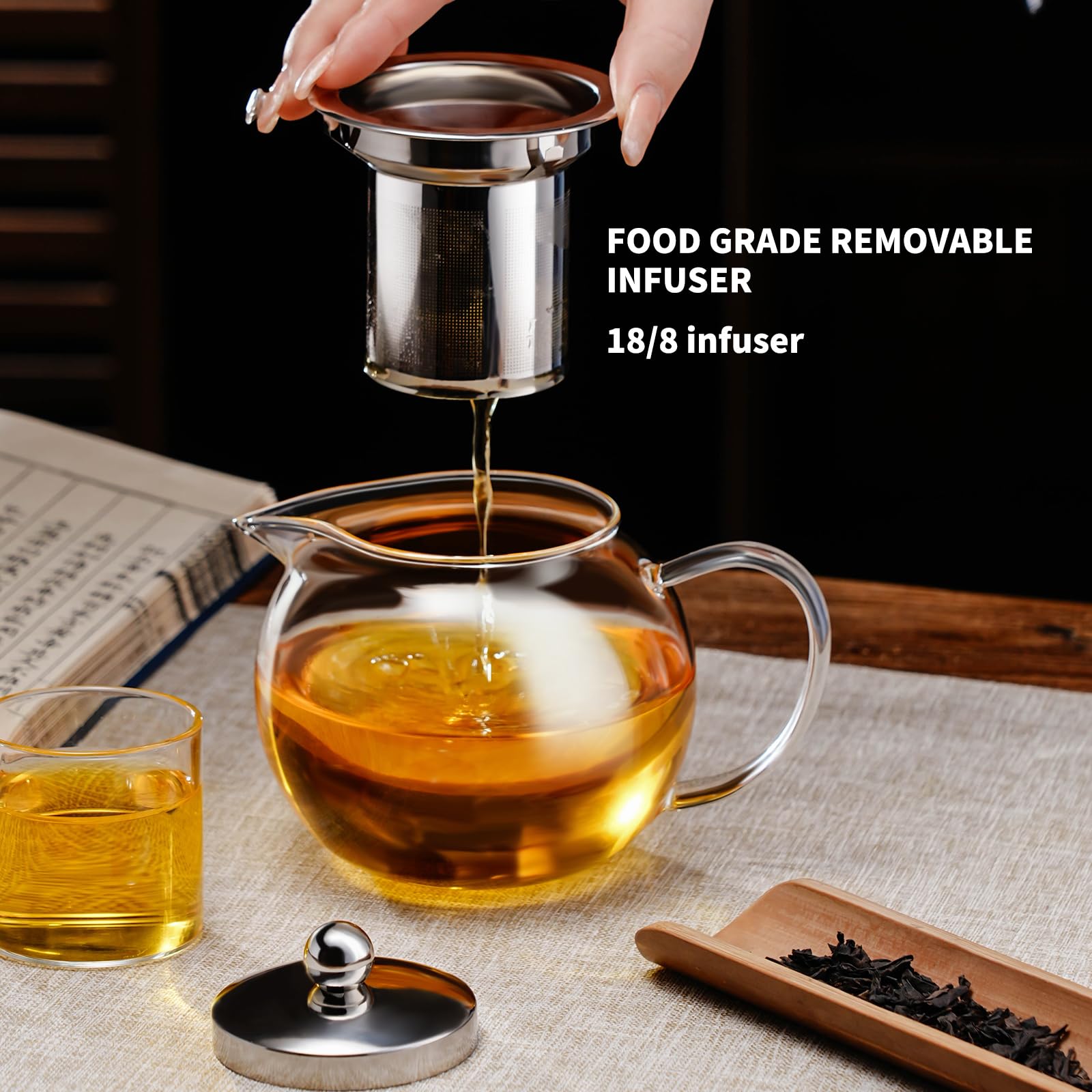 PARACITY PARACITY Glass Teapot 22 OZ with Stainless Steel Infuser for Blooming and Loose Leaf Tea Ideal for Camping and Travel - View 2 of 6