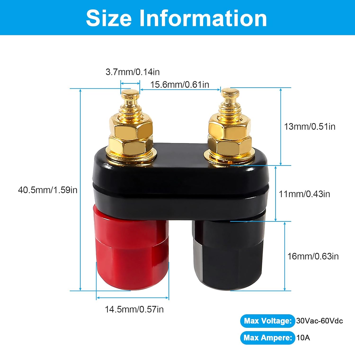 JUZITAO JUZITAO 10PCS 4mm Banana Binding Post Dual 2-Way Speaker Terminal Connectors Gold Plated Insulated for Power Amplifier - View 3 of 7