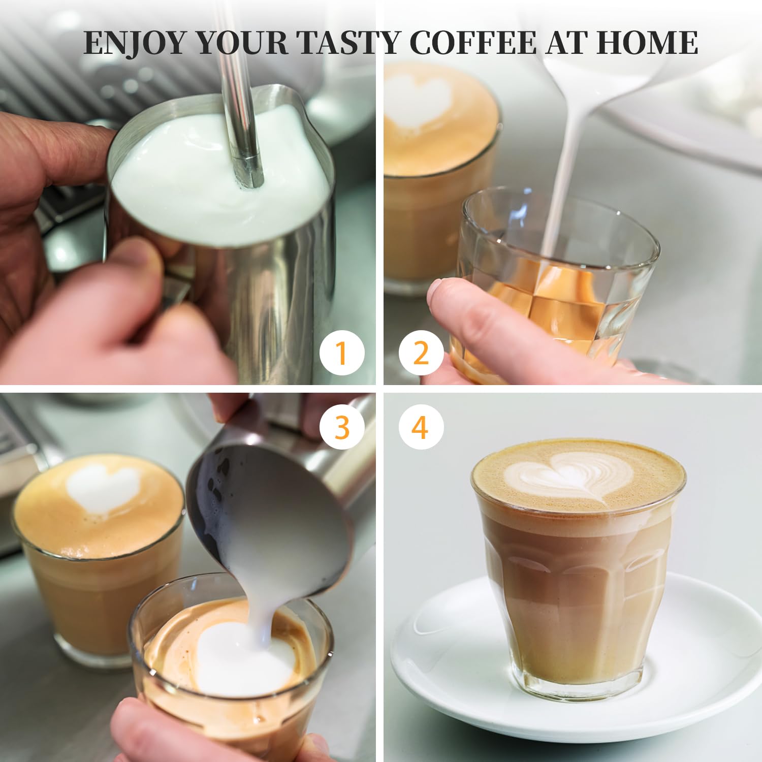 Empstorm Milk Frothing Pitcher 350ml Stainless Steel Steamer Cup for Cafe Americano Hot Chocolate and Drip Coffee Machines - View 5 of 8