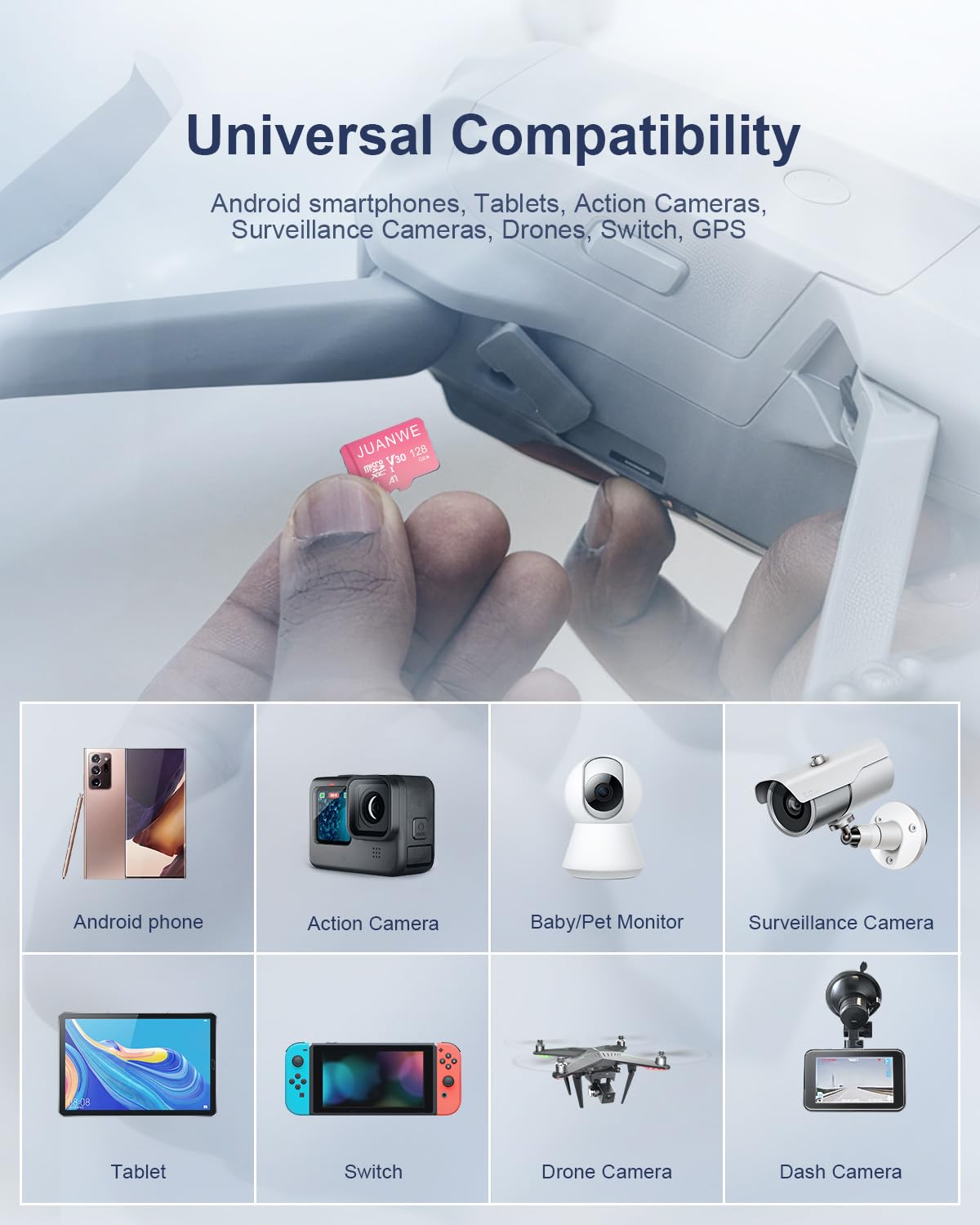 JUANWE JUANWE 128GB Micro SD Card 2 Pack with SD Adapter C10 U3 A1 V30 High Speed Memory Card for Cameras and Smartphones - View 5 of 7