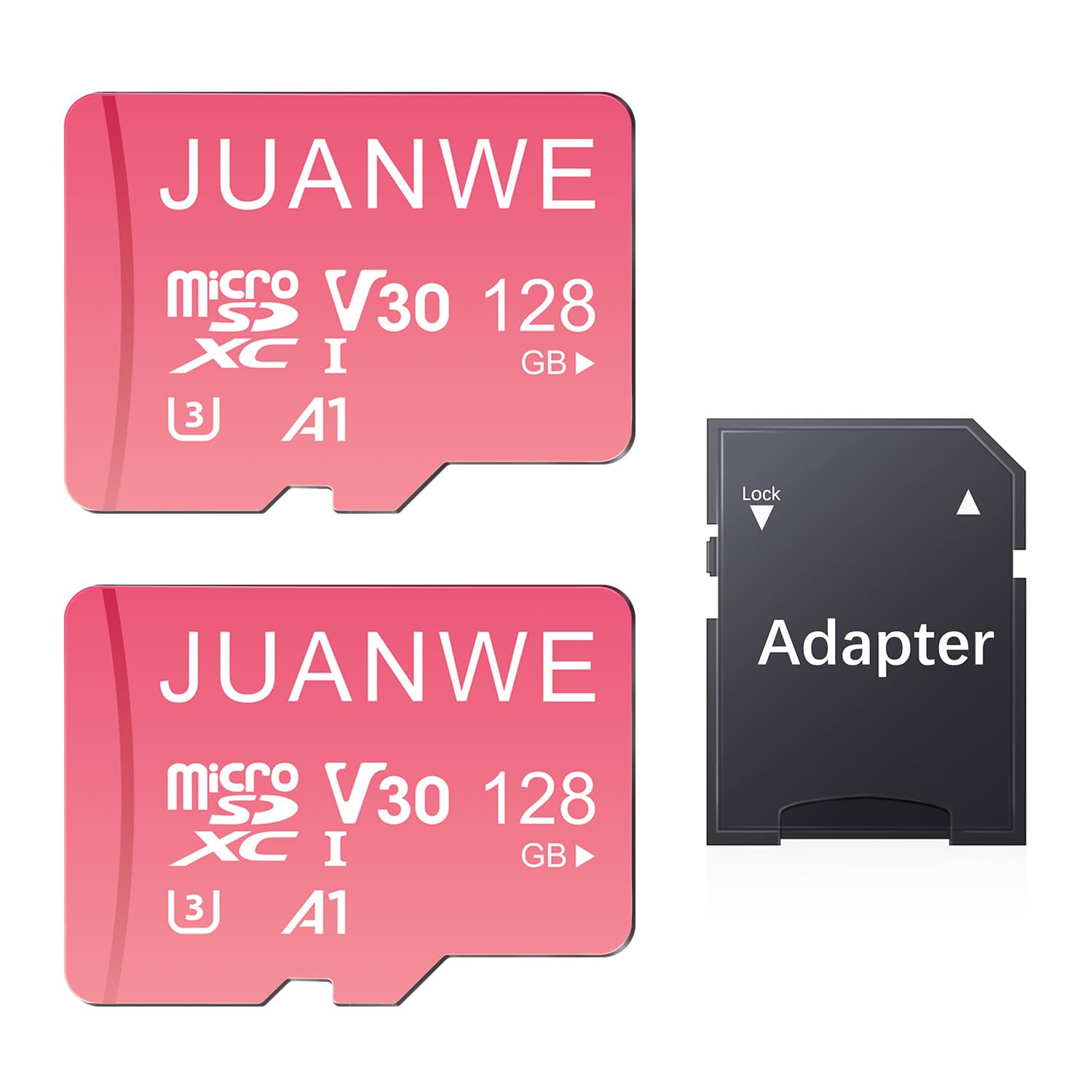 JUANWE JUANWE 128GB Micro SD Card 2 Pack with SD Adapter C10 U3 A1 V30 High Speed Memory Card for Cameras and Smartphones