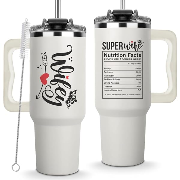 Vivulla68 Mothers Day Gifts for Wife 40Oz Tumbler from Husband Cool Wedding Coffee Cup with Straw and Handle Perfect Present Ideas for Her