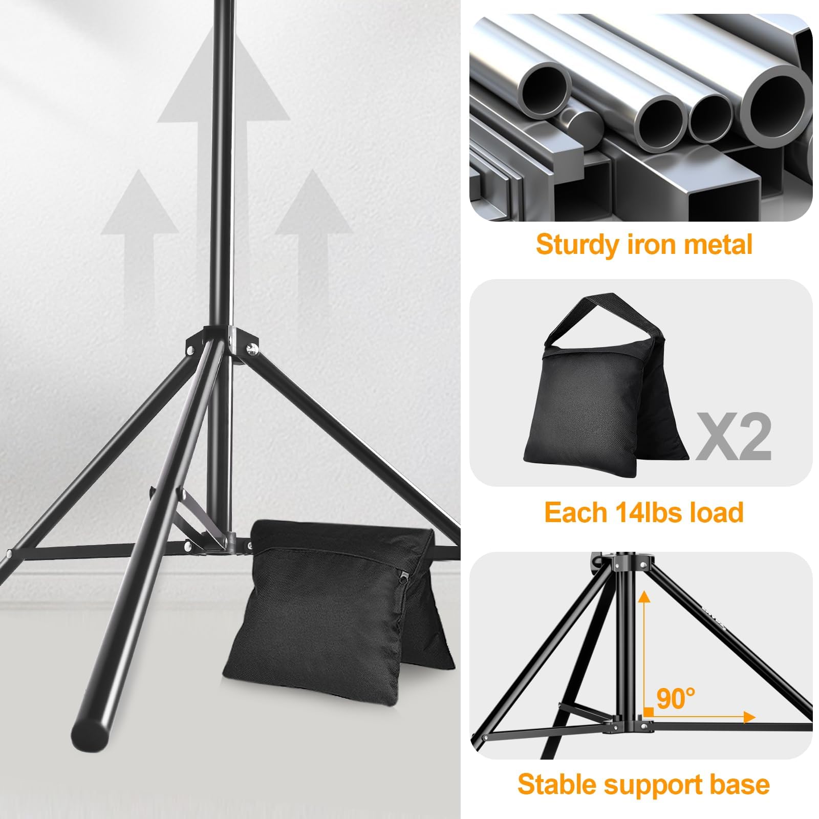 EMART EMART Photo Backdrop Stand Kit 9x10 ft Adjustable Frame for Photography and Party Decoration Support Holder - View 4 of 6