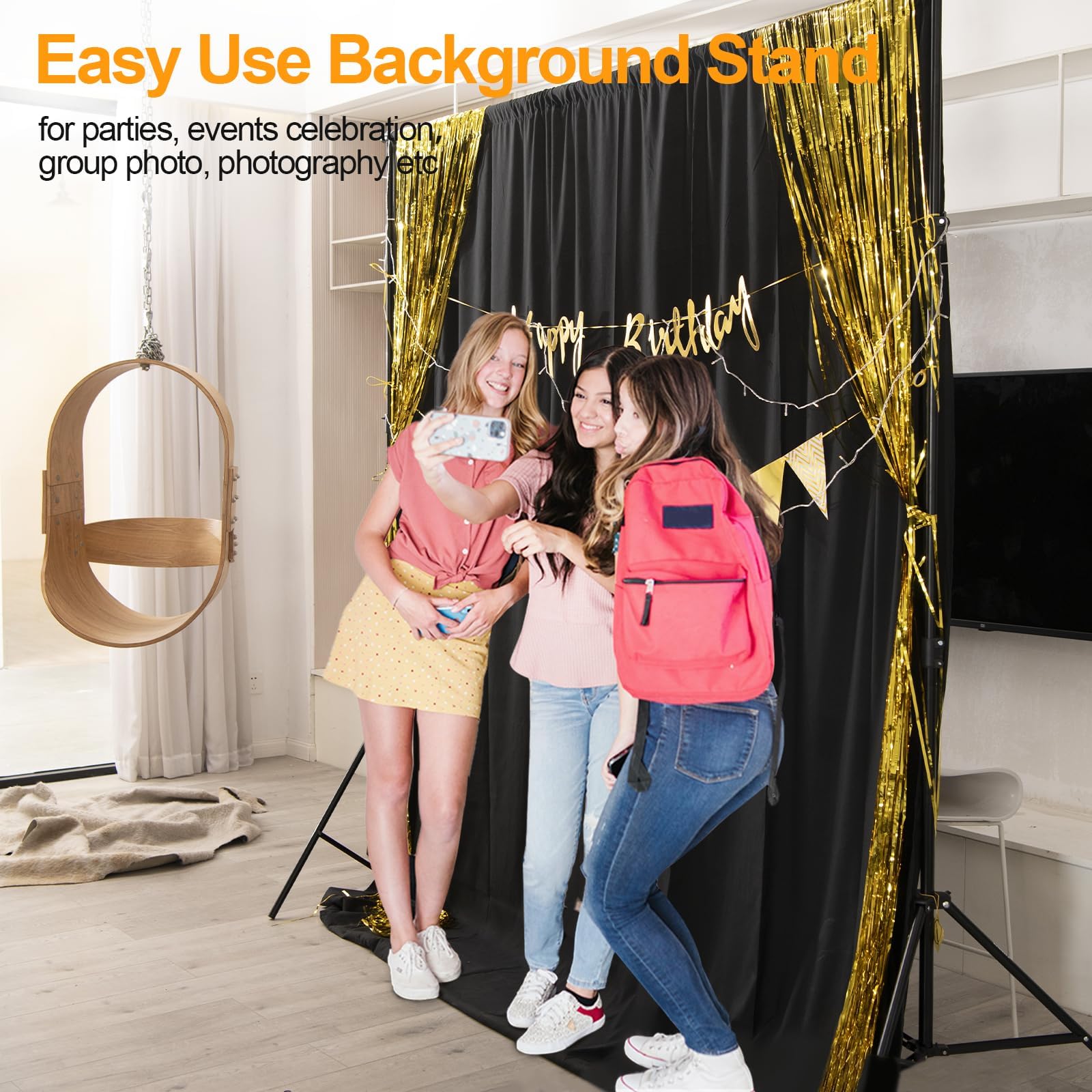 EMART EMART Photo Backdrop Stand Kit 9x10 ft Adjustable Frame for Photography and Party Decoration Support Holder - View 5 of 6