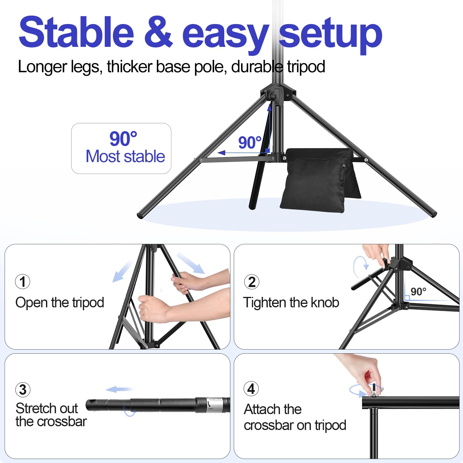 EMART EMART 10x7.9FT Backdrop Stand Adjustable Heavy Duty Support System Kit with Clamps Sandbag and Carry Bag for Photography and Events - View 6 of 7