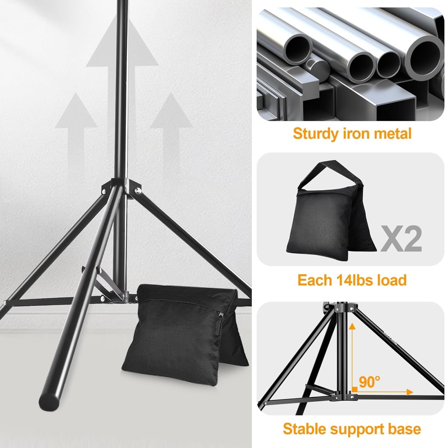 EMART EMART Photo Backdrop Stand Kit Adjustable Frame 7.8 x 10 ft for Photography and Party Decoration Banner Support Holder - View 4 of 9