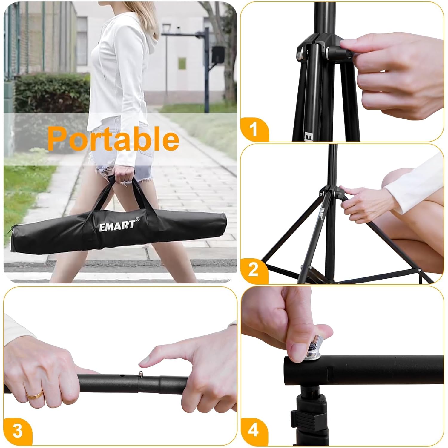 EMART EMART Photo Backdrop Stand Kit Adjustable Frame 7.8 x 10 ft for Photography and Party Decoration Banner Support Holder - View 6 of 9