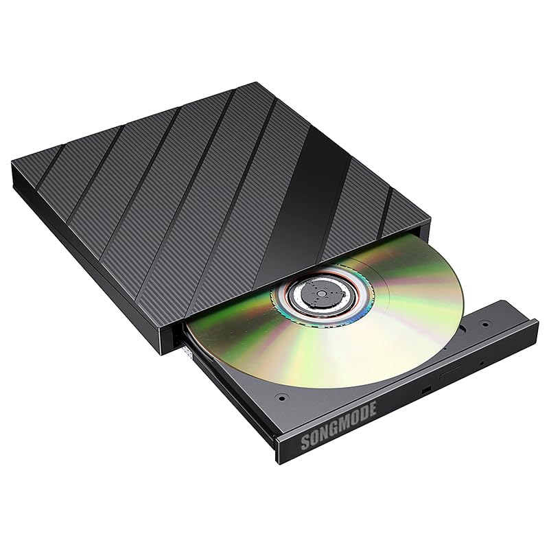 SONGMODE SONGMODE External DVD CD Drive USB 3.0 USB-C Burner Player for Laptop Mac Windows 11 10 8 7 Linux PC