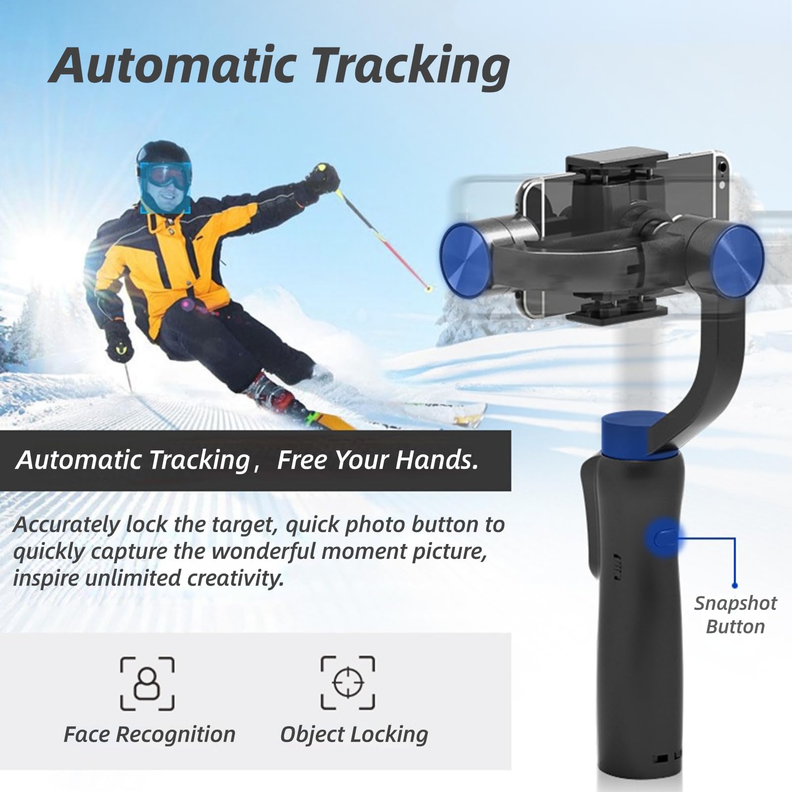 Cuifati S5 Gimbal Stabilizer for Smartphone 3 Axis Handheld Stabilizer with Anti Shake Face Tracking Easy Rotation Foldable for Video Recording - View 4 of 8