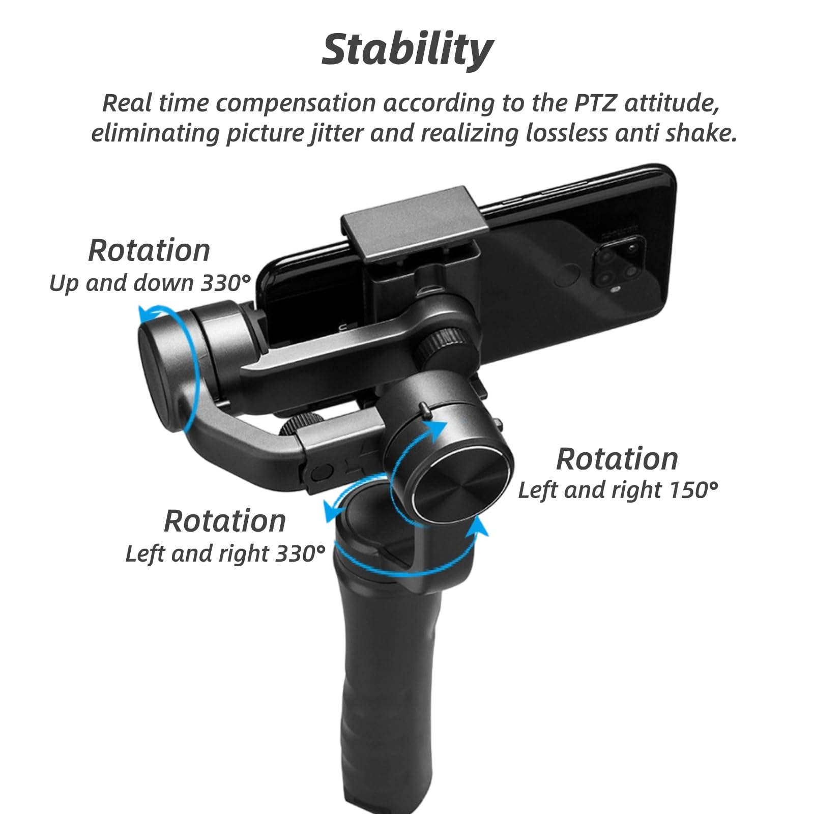 Cuifati S5 Gimbal Stabilizer for Smartphone 3 Axis Handheld Stabilizer with Anti Shake Face Tracking Easy Rotation Foldable for Video Recording - View 8 of 8