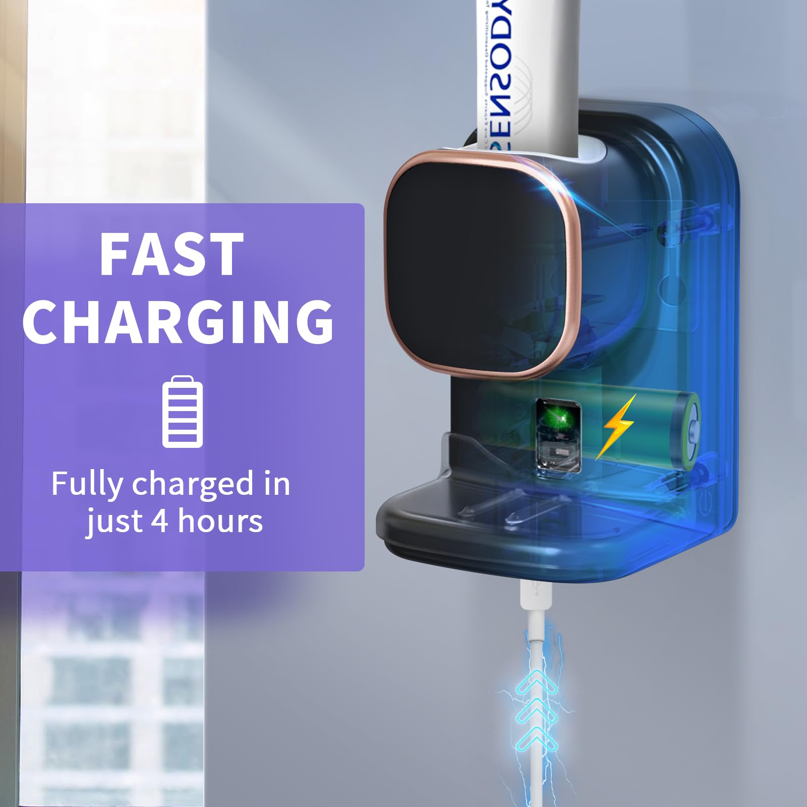 Wekity Automatic Toothpaste Dispenser Wall Mounted Electric for Kids and Adults Bathroom Black - View 5 of 7