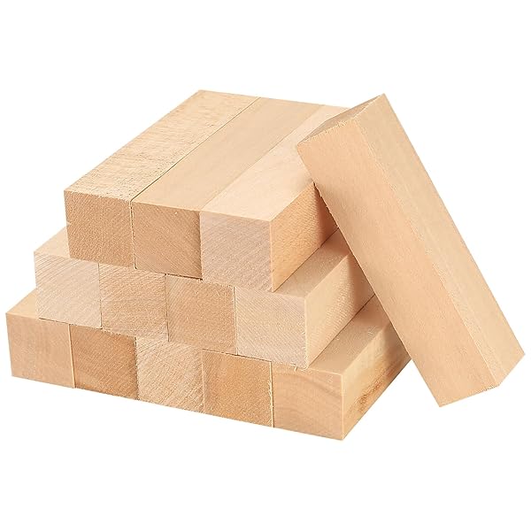 qxayxa qxayxa 13 Pcs Unfinished Wooden Blocks for Crafts Basswood Carving Blocks for DIY Carving Crafting Whittling for Adults Beginners Experts 3.9x1x1