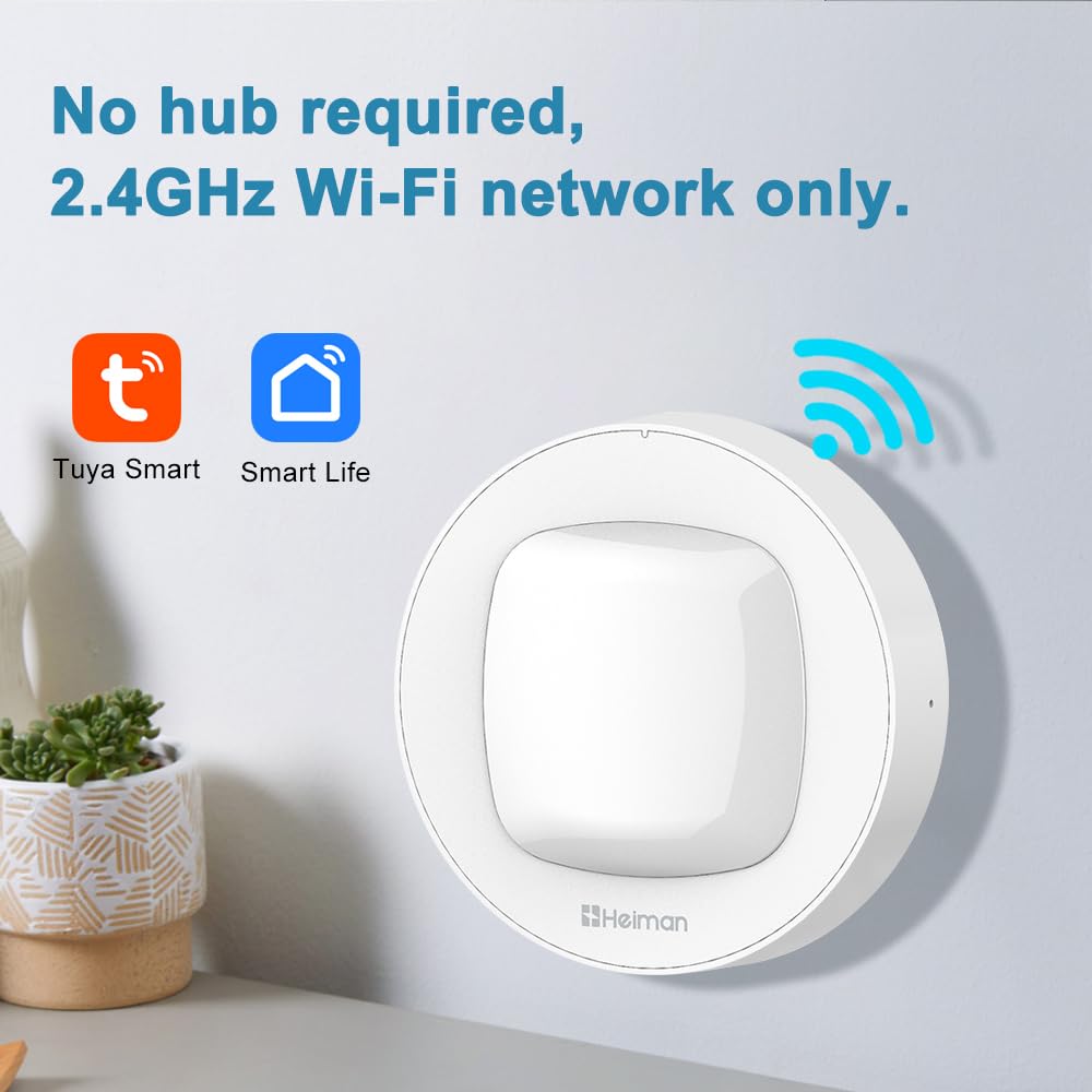 HEIMAN HEIMAN WiFi Smart Motion Sensor Wireless Home Security PIR Detector with Real-Time App Notifications for Smart Home Automation - View 2 of 8