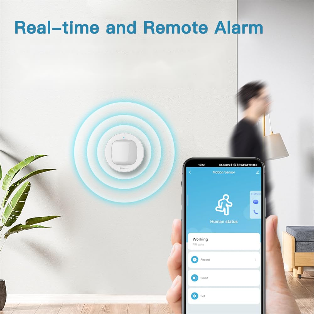 HEIMAN HEIMAN WiFi Smart Motion Sensor Wireless Home Security PIR Detector with Real-Time App Notifications for Smart Home Automation - View 3 of 8