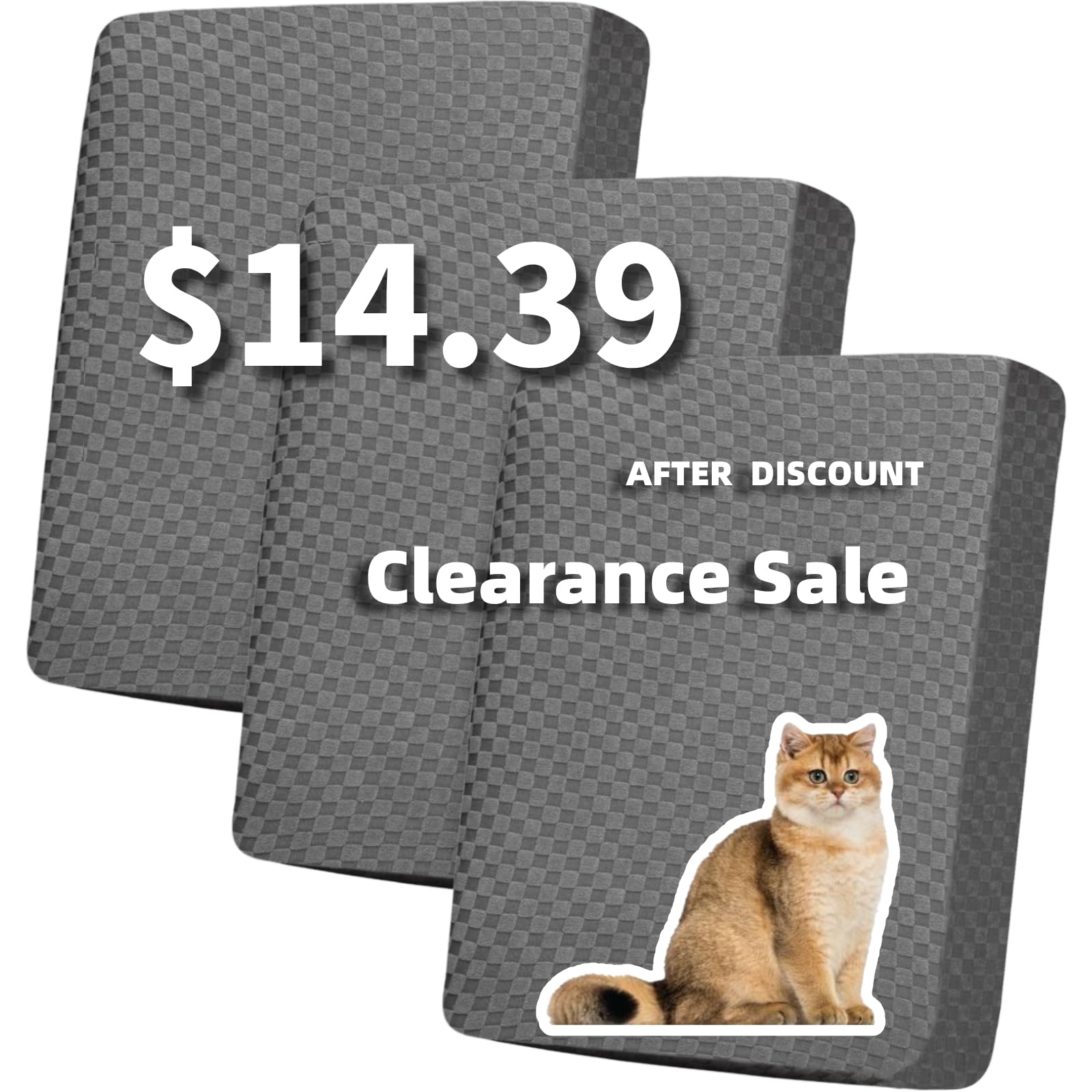 YEMYHOM Stretch 3 Cushion Covers Soft Couch Cover Replacement Large Checkered Furniture Protector Light Gray