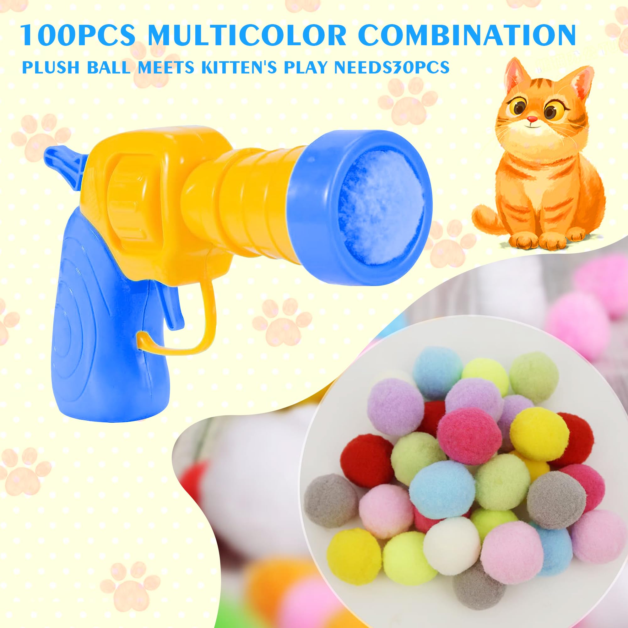 Mewlmart Mewlmart Interactive Cat Toys for Indoor Cats Self Play Ball and Pom Pom Toys 100 Balls for Cat Enrichment and Fun - View 4 of 6